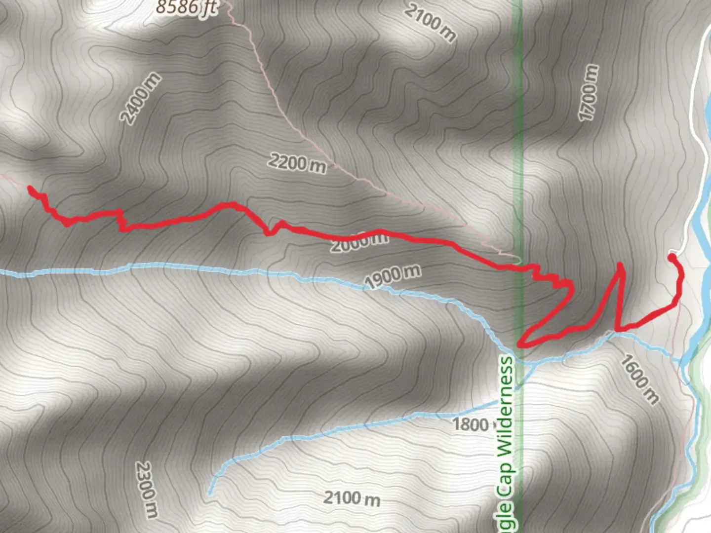 An image depicting the trail Falls Creek and its surrounding area.
