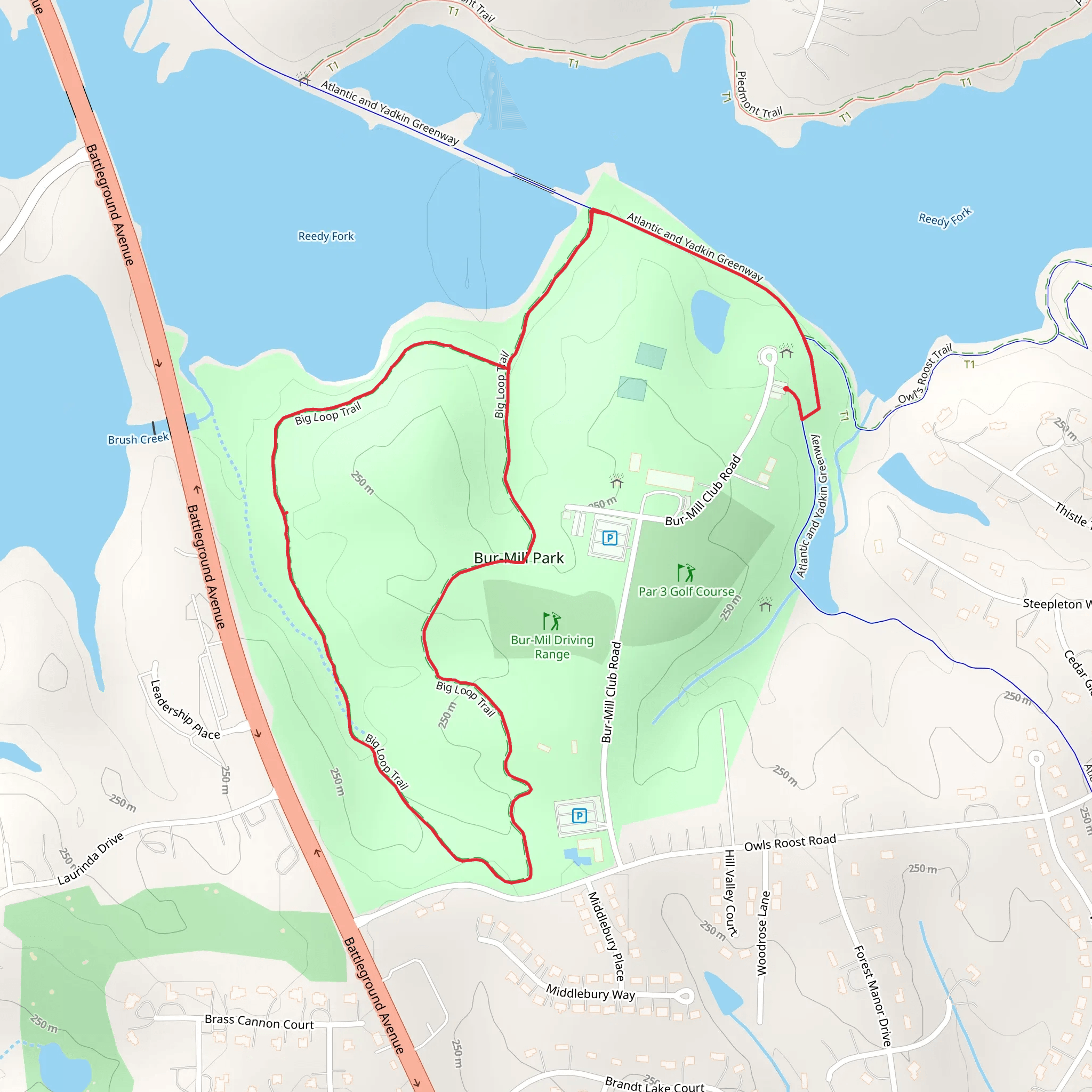 Bur-Mill Park Loop mobile static map