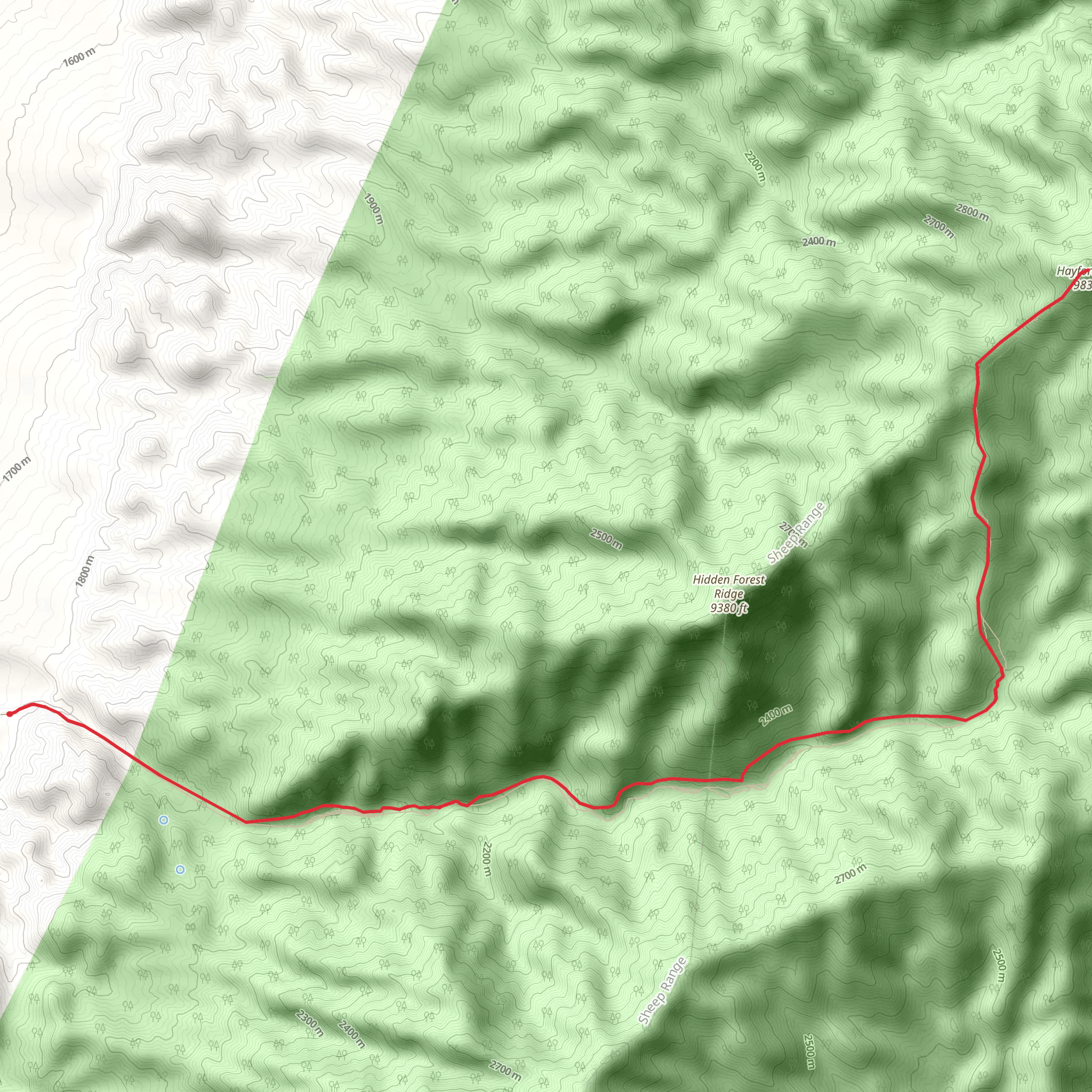 Hayford Peak Path mobile static map