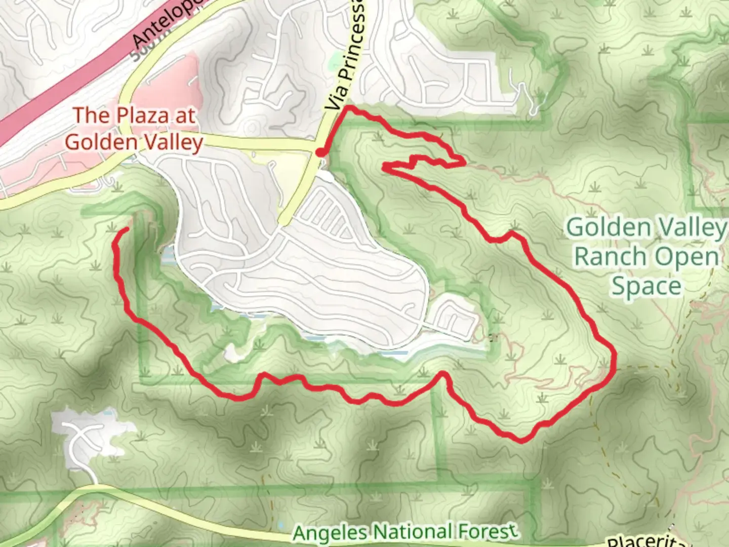 An image depicting the trail Nadeau and Placerita Motorway and its surrounding area.