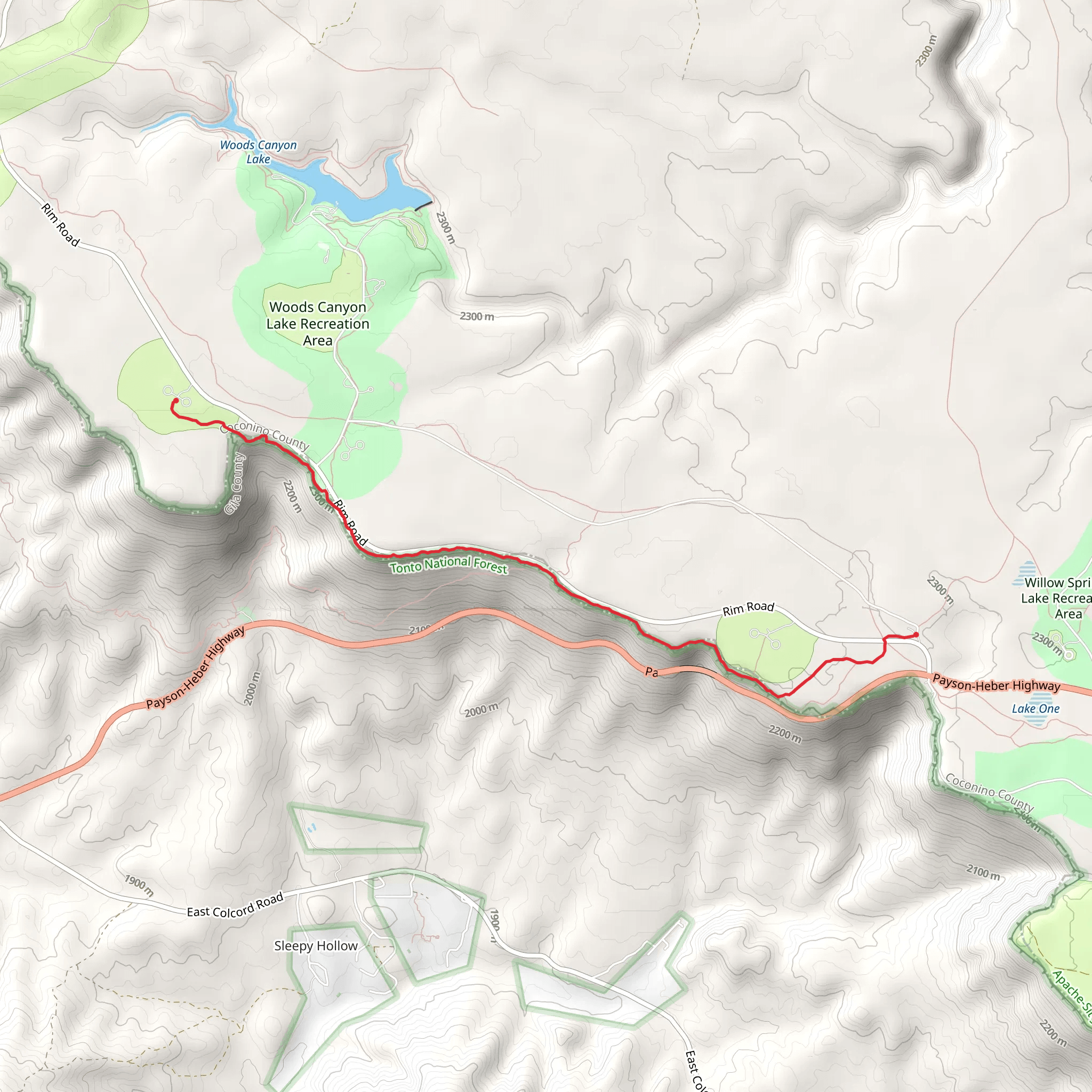 Rim Lakes Vista Trail mobile static map