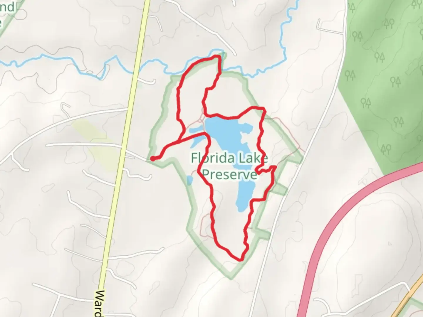An image depicting the trail Florida Lake Loop and its surrounding area.