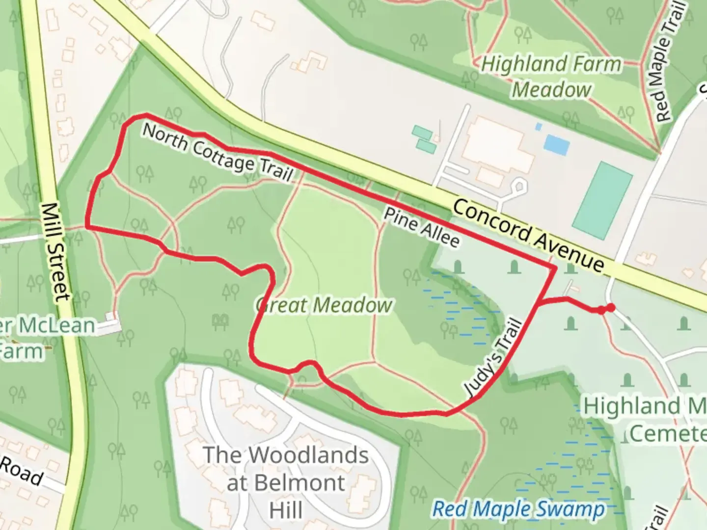 An image depicting the trail Lone Tree Hill Loop and its surrounding area.