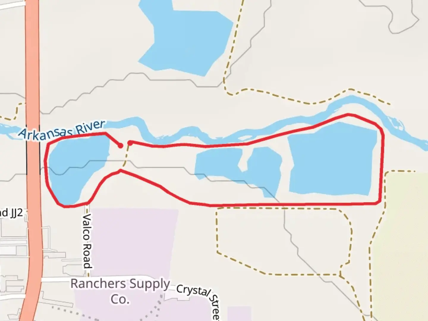 An image depicting the trail Arkansas River Loop and its surrounding area.