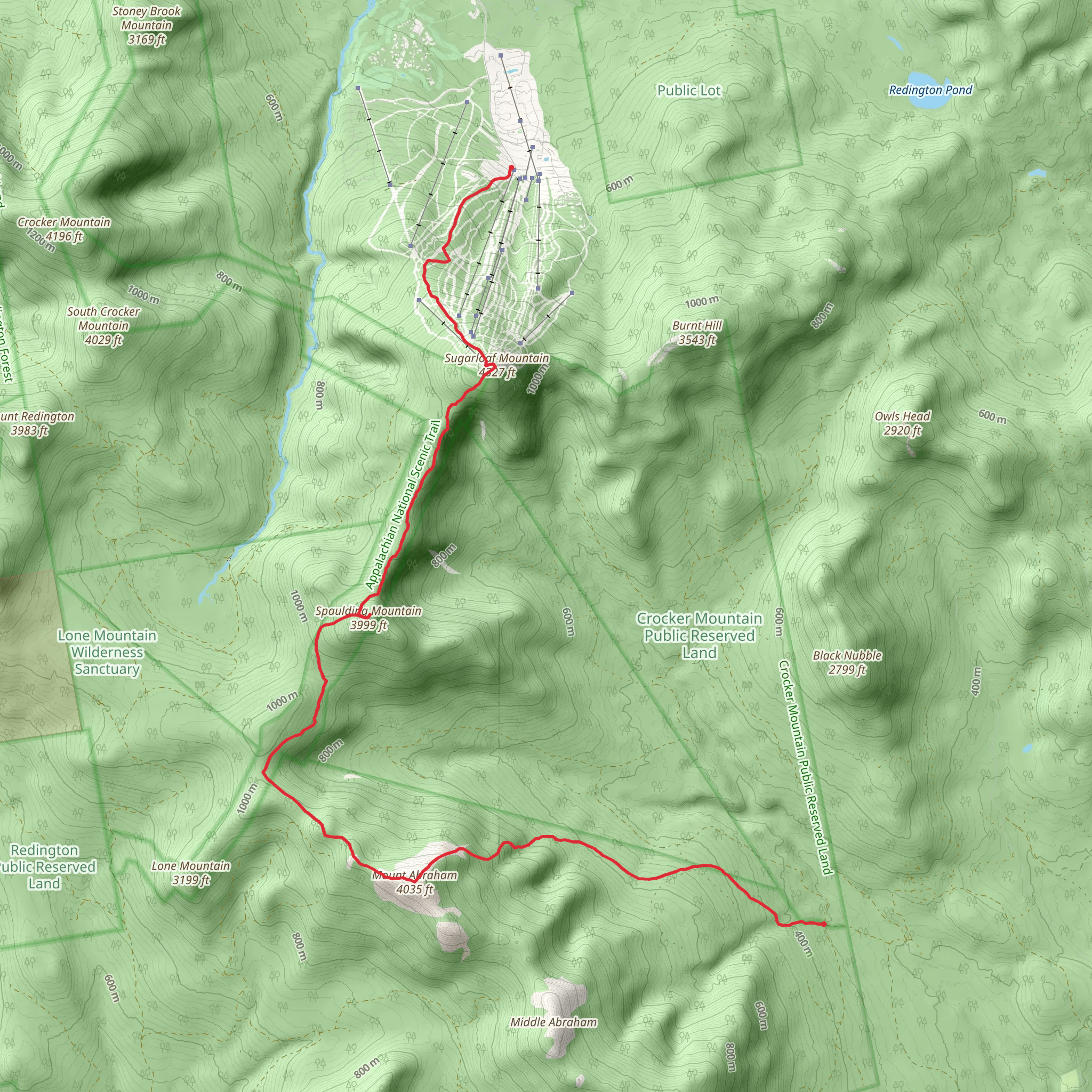 Spaulding Mountain and Sugarloaf Mountain mobile static map