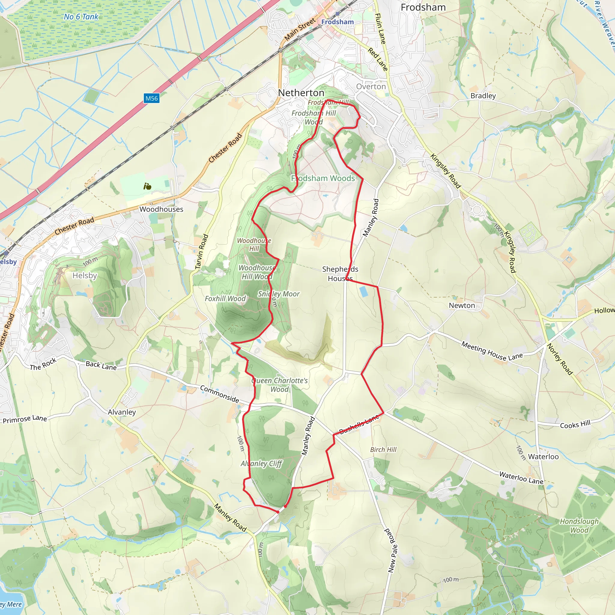 Cheshire Lanes and Woodhouse Hill Fort mobile static map