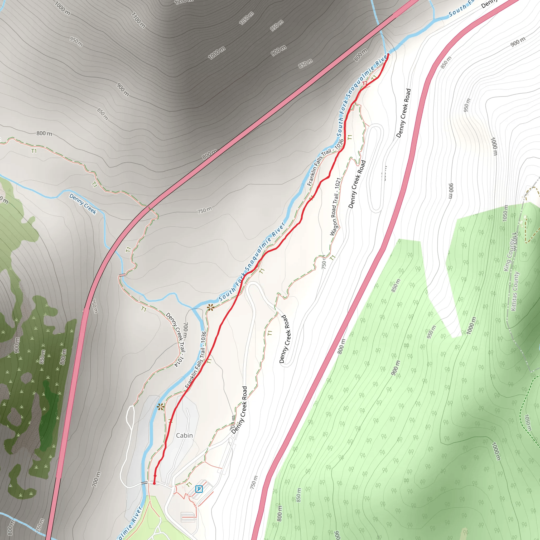 Franklin Falls Trail mobile static map
