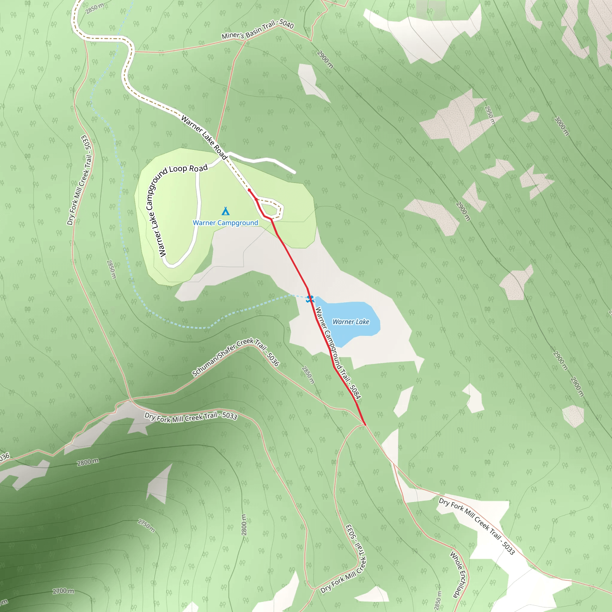Warner Campground Trail mobile static map