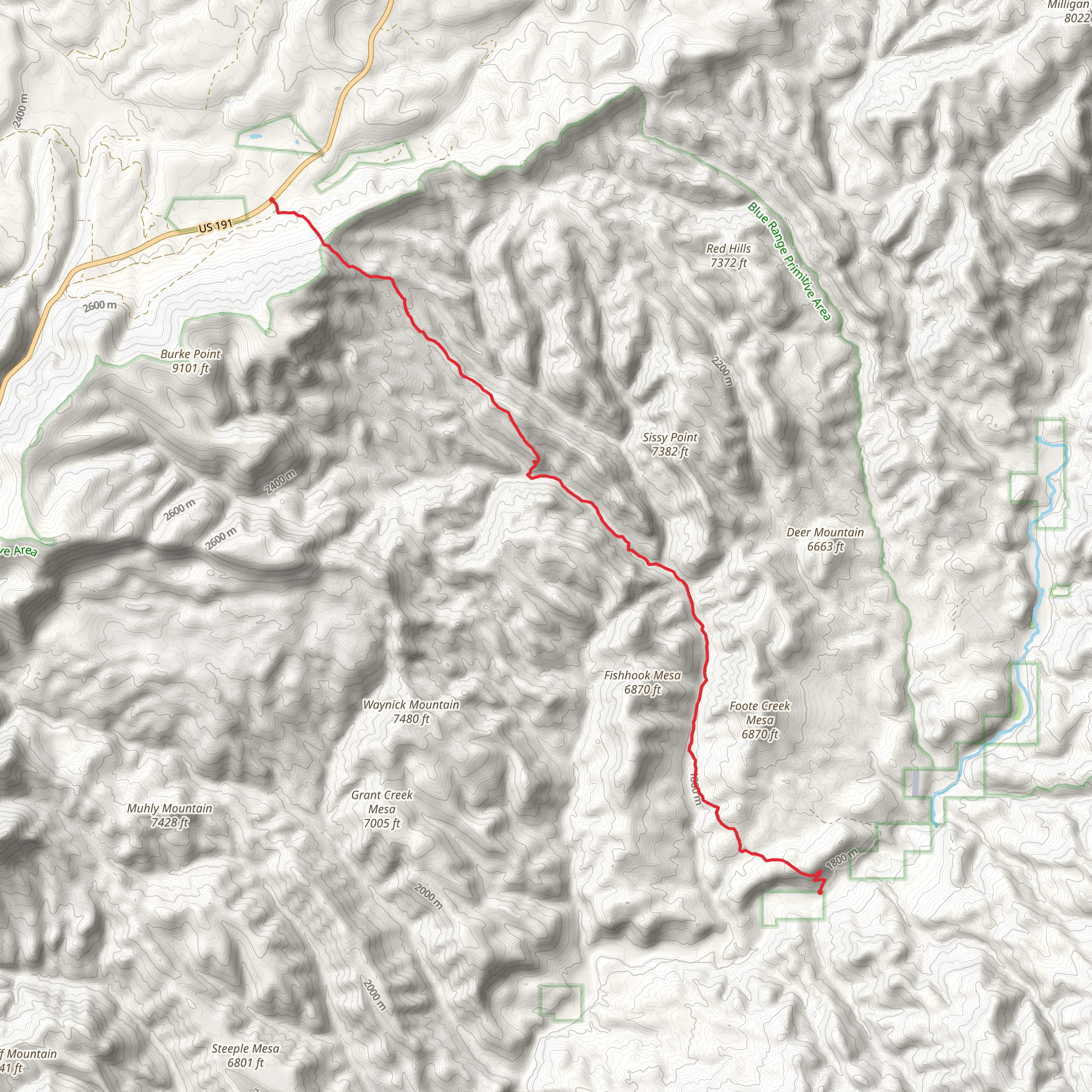 Horse Ridge and Foote Creek C Trail mobile static map