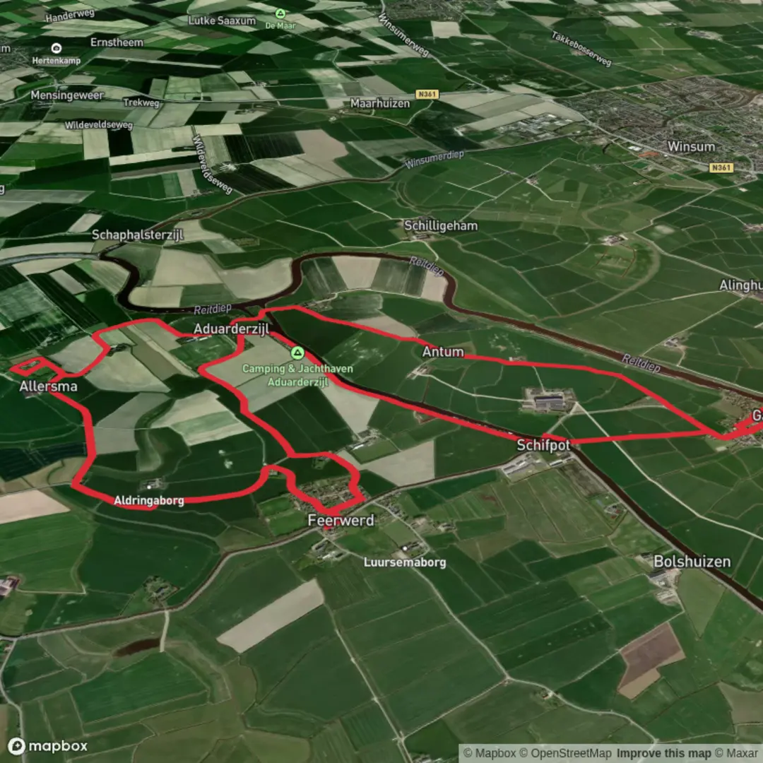 An image depicting the trail Wandeling groninger borgenpad Allersmaborg and its surrounding area.