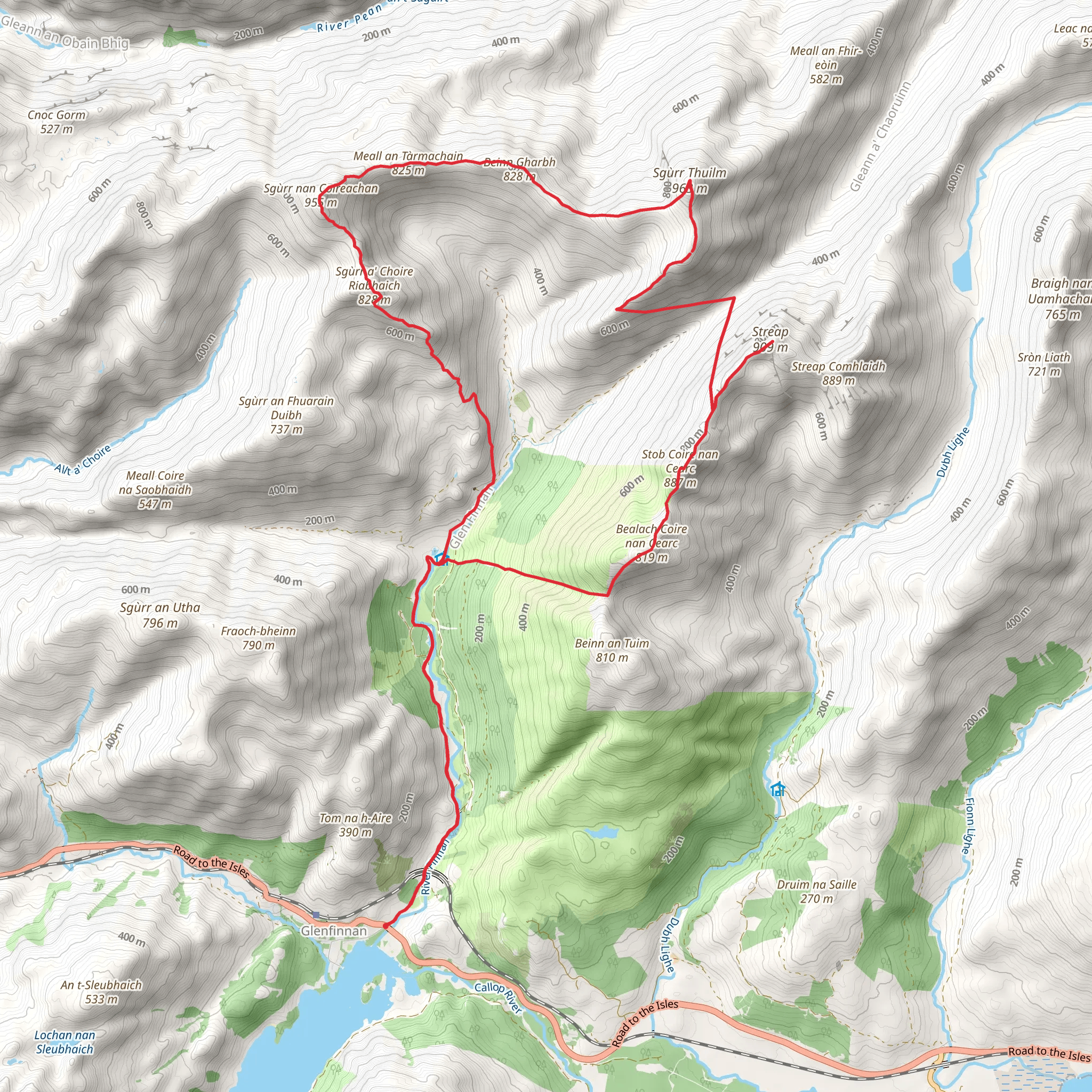 Sgurr Thuilm Loop from Glen Finnan mobile static map