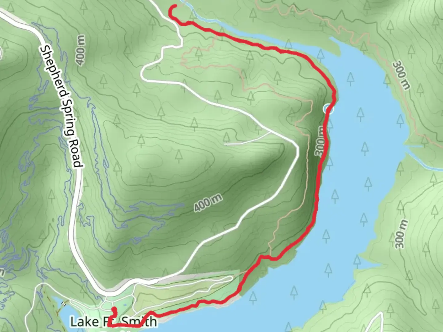 An image depicting the trail Lake Fort Smith - Ozark Highlands Trail and its surrounding area.