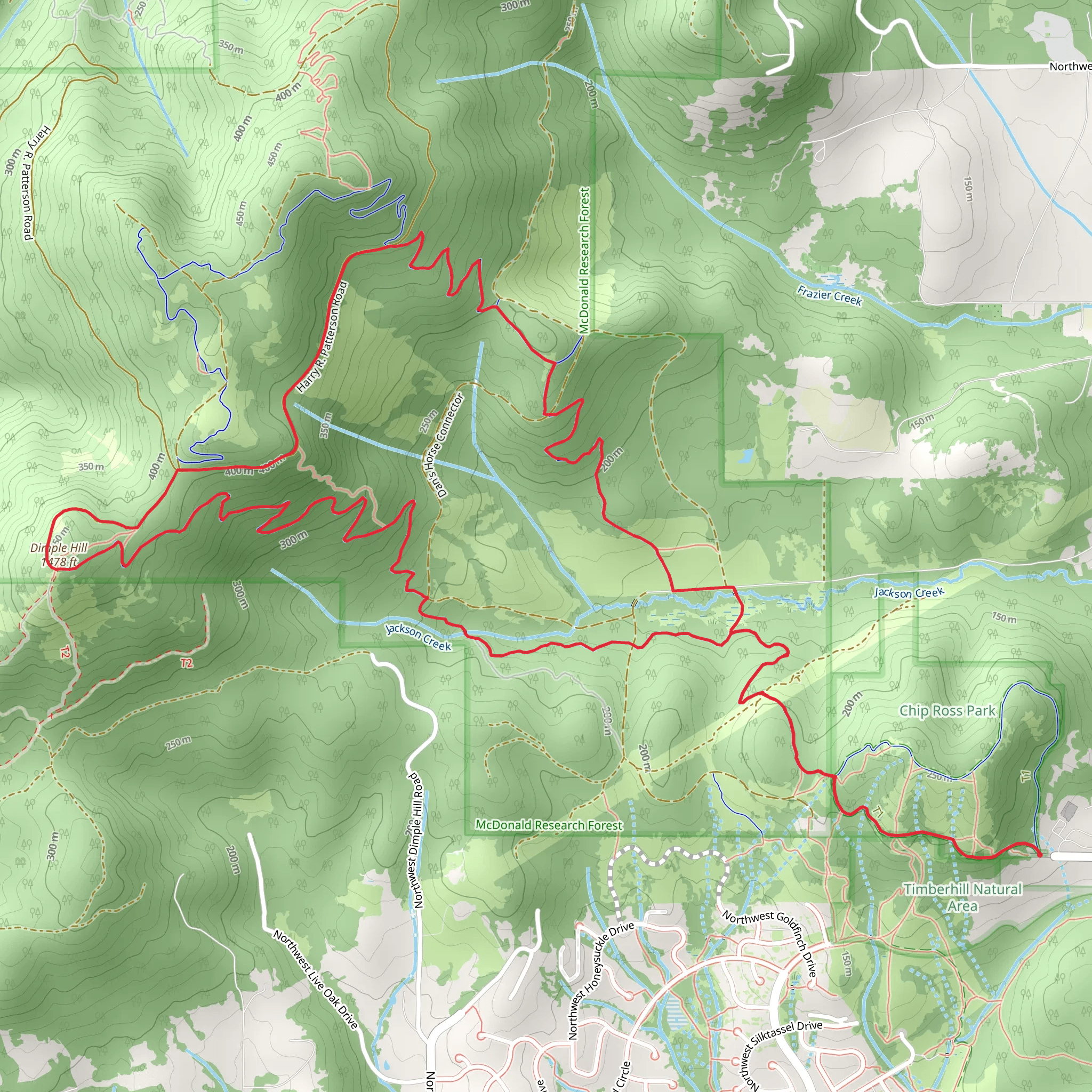 Dan' Trail and Dimple Hill Loop mobile static map