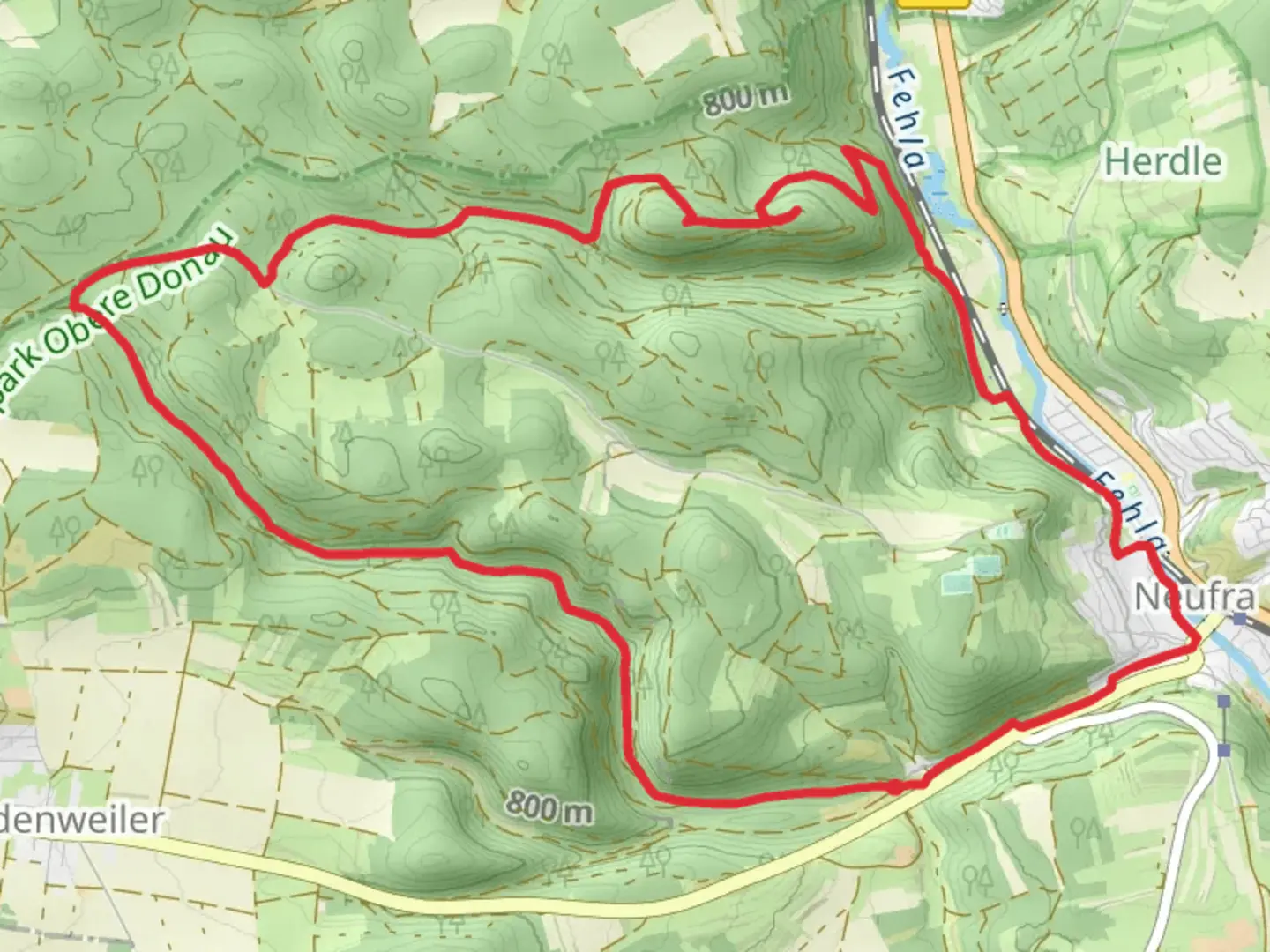 An image depicting the trail Wolfertal and Zur Hinteren Lichtenstein and its surrounding area.