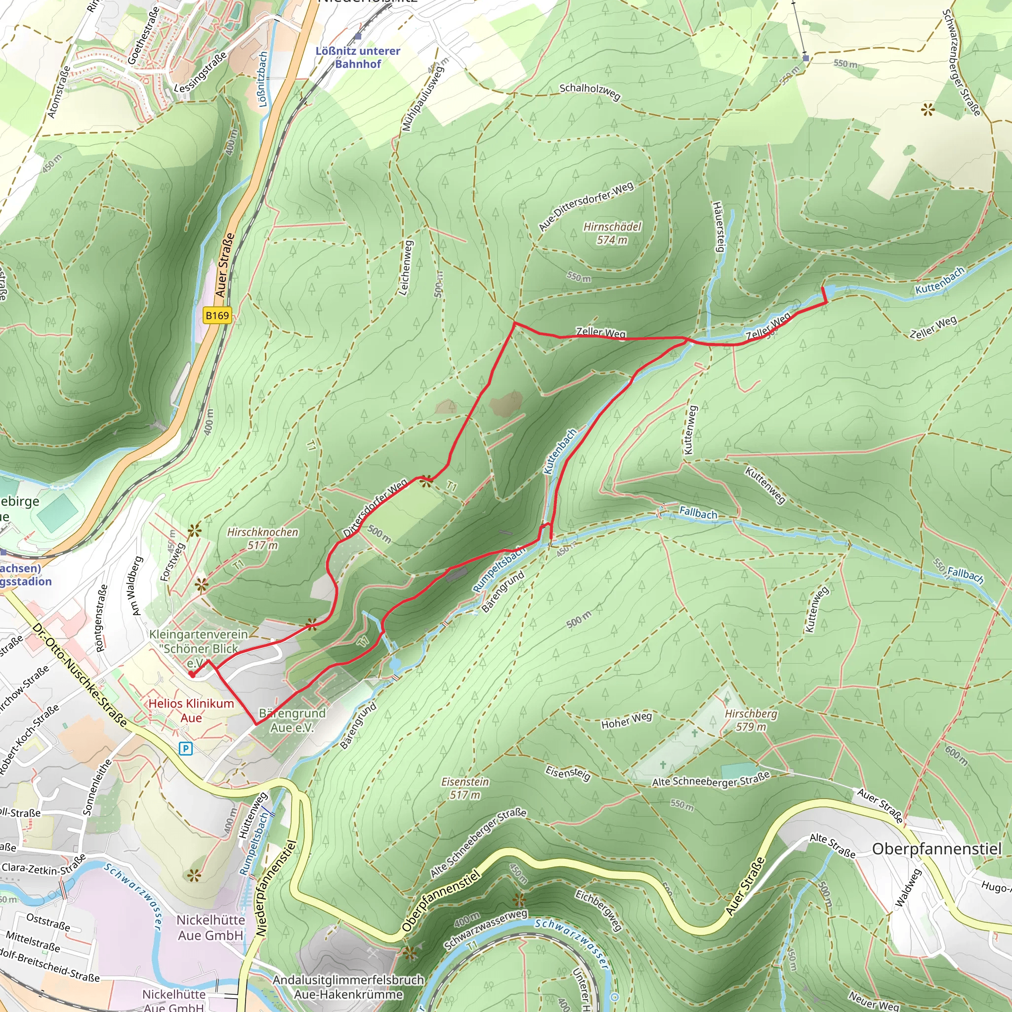 Kuttenteich via Zeller Weg and Dittersdorfer Weg mobile static map