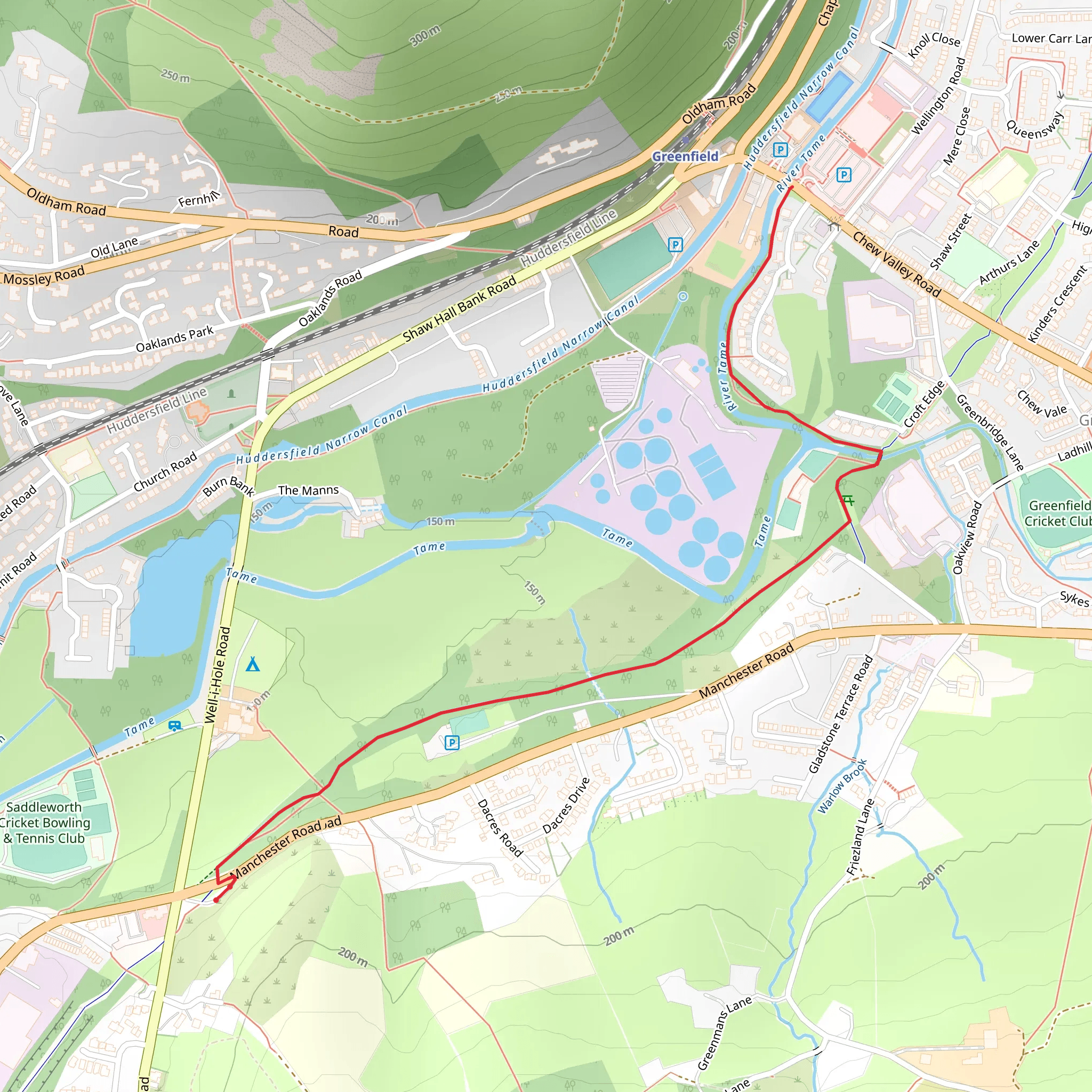 River Tame Walk - Greenfield mobile static map