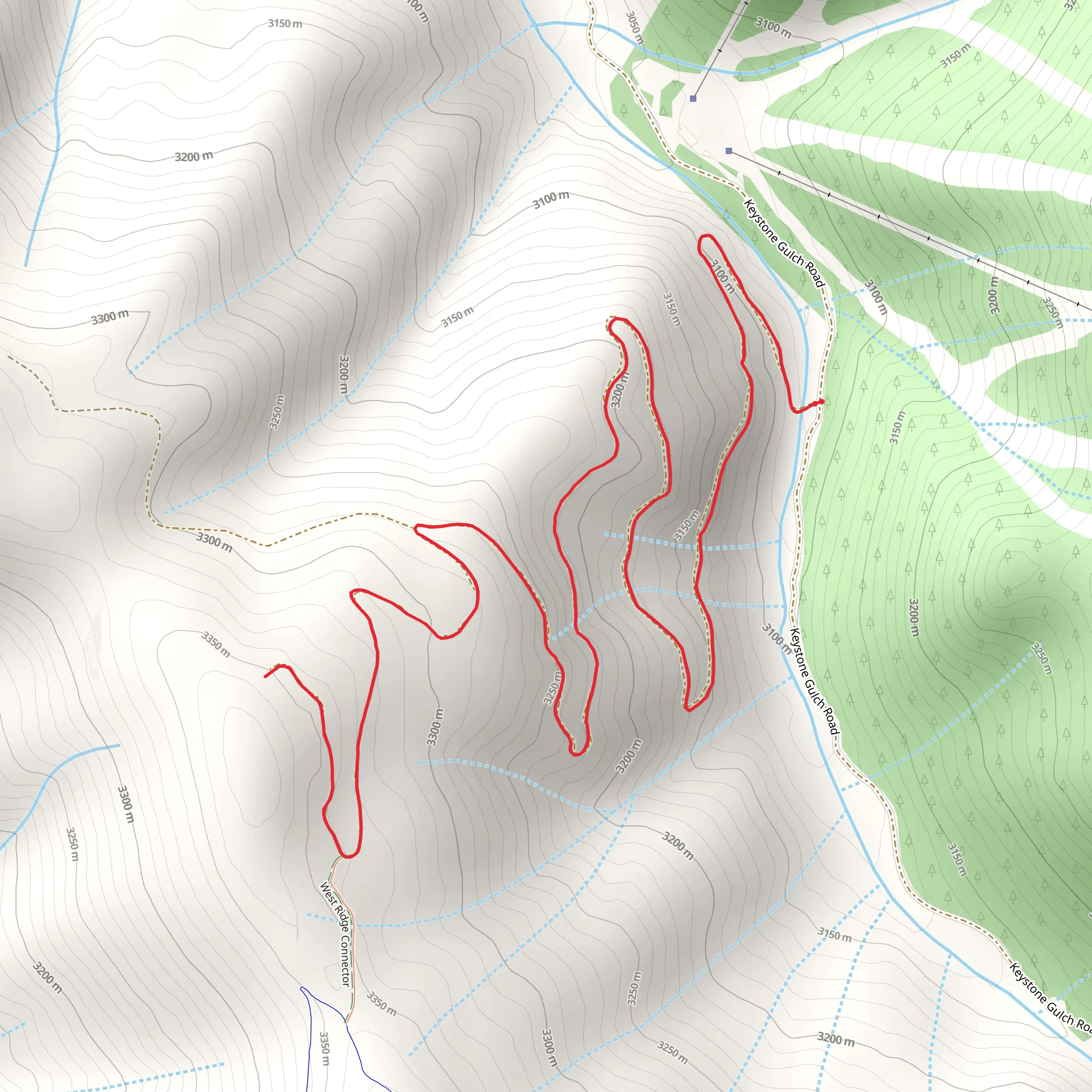 West Ridge Tie Trail mobile static map