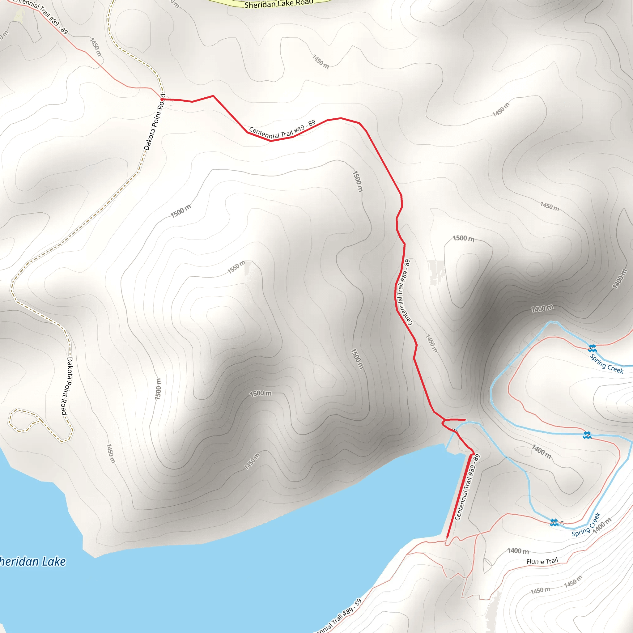 Sheridan Lake via Centennial Trail mobile static map