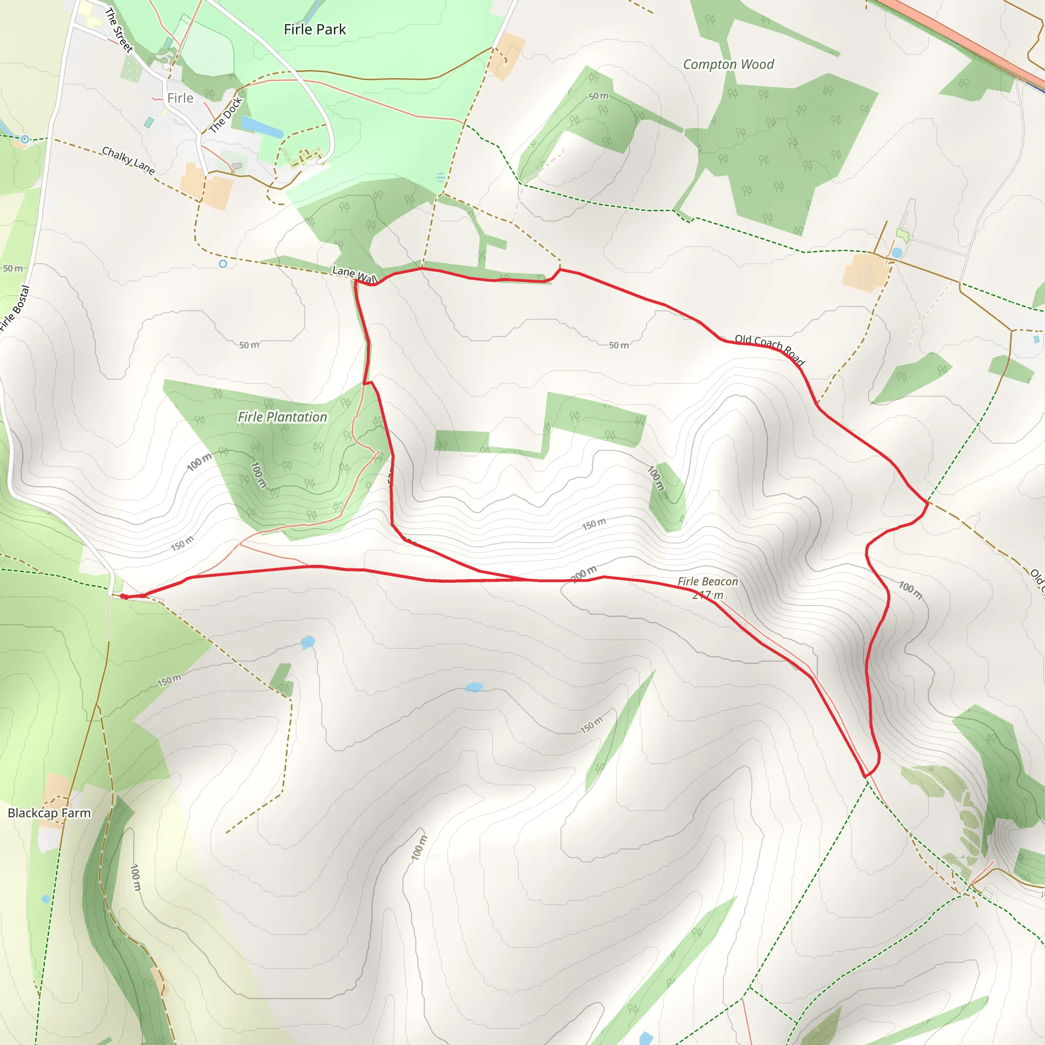 Firle Beacon and Round Hill mobile static map