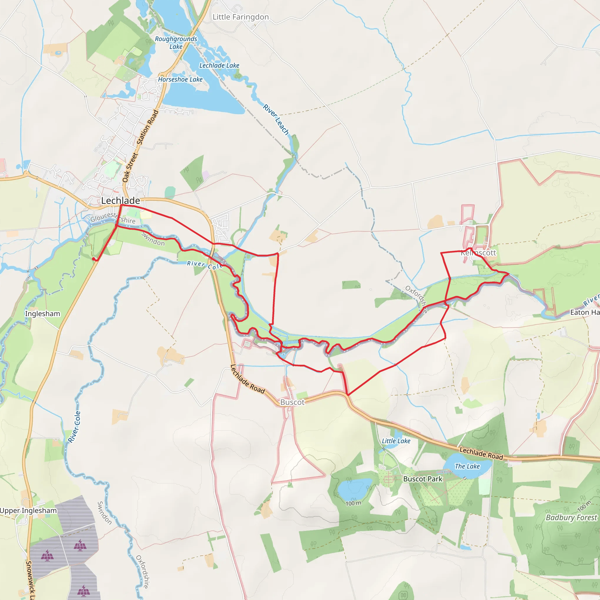 River Thames and Kelmscott Manor via Church Path mobile static map