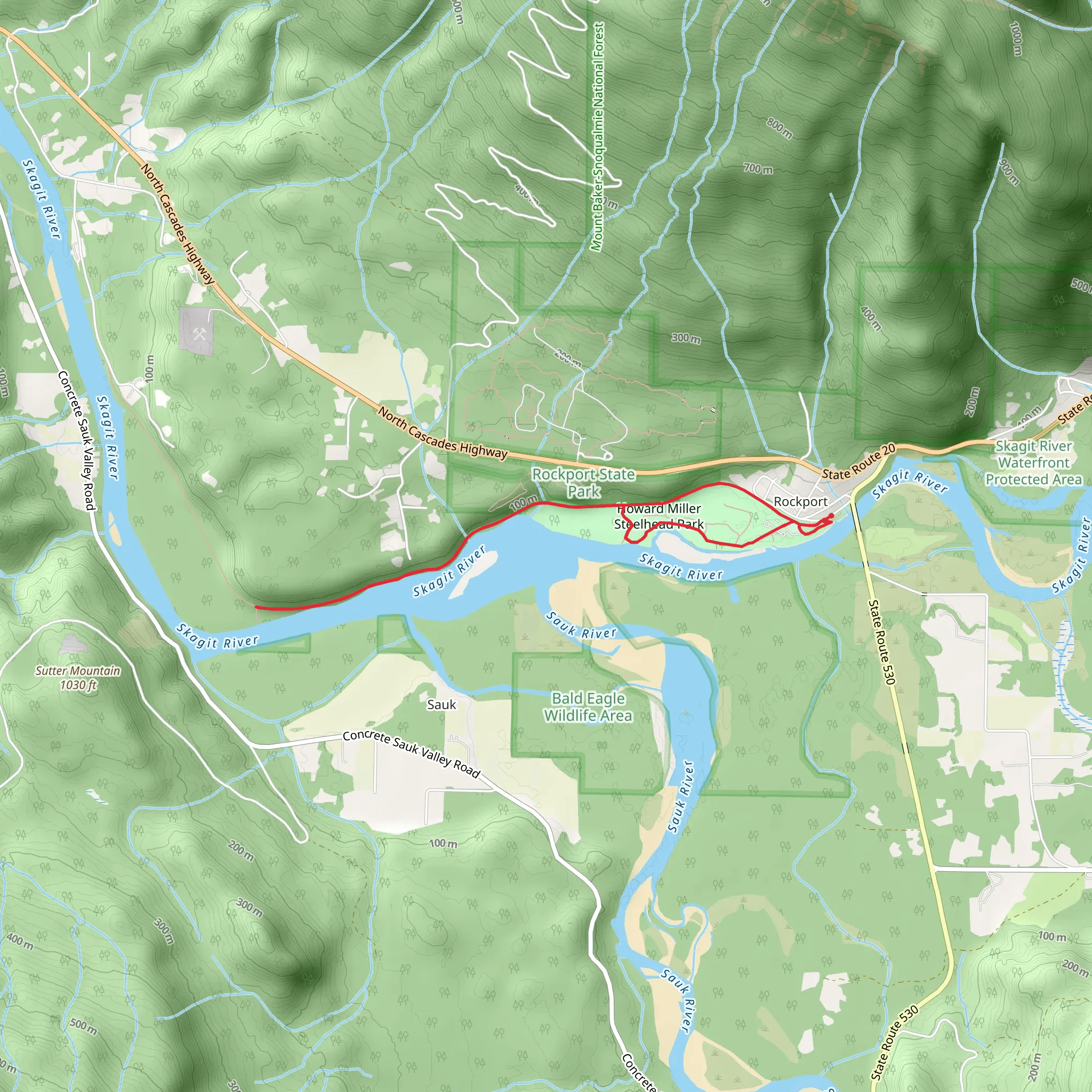 Skagit Sauk Reach Trail and Wetland Wildlife Trail mobile static map