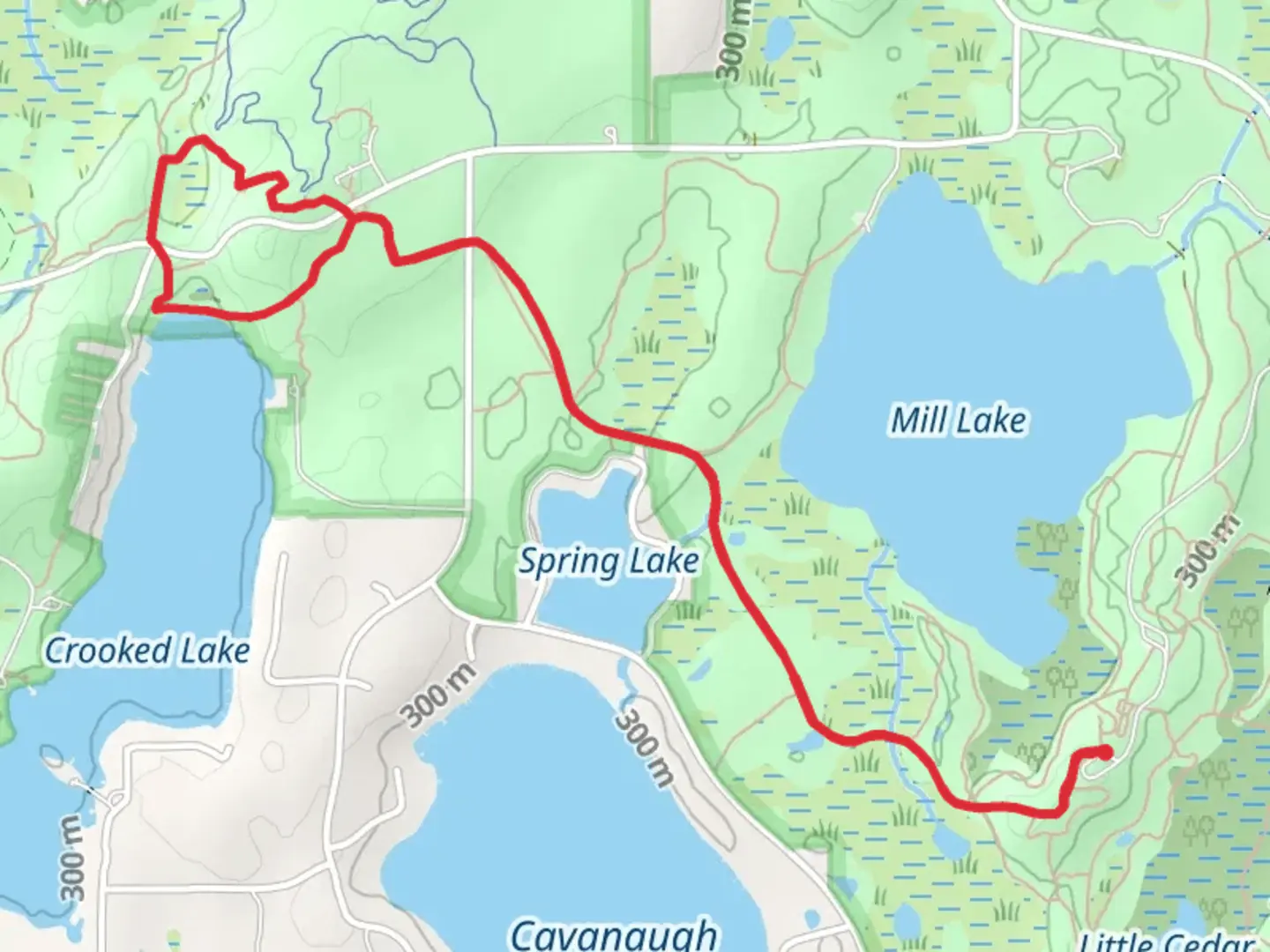 An image depicting the trail Waterloo-Pinckney and Hickory Hills Trail and its surrounding area.