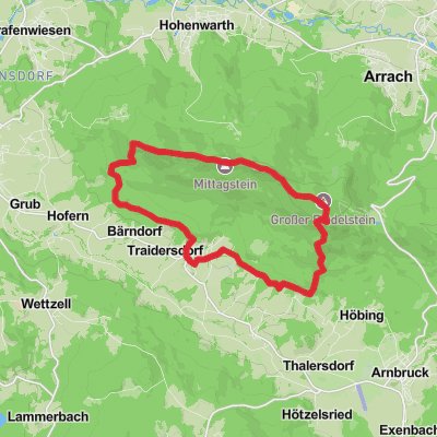 Hofing, Kleiner Riedelstein, Mittagstein and Plattenstein Loop mobile static map