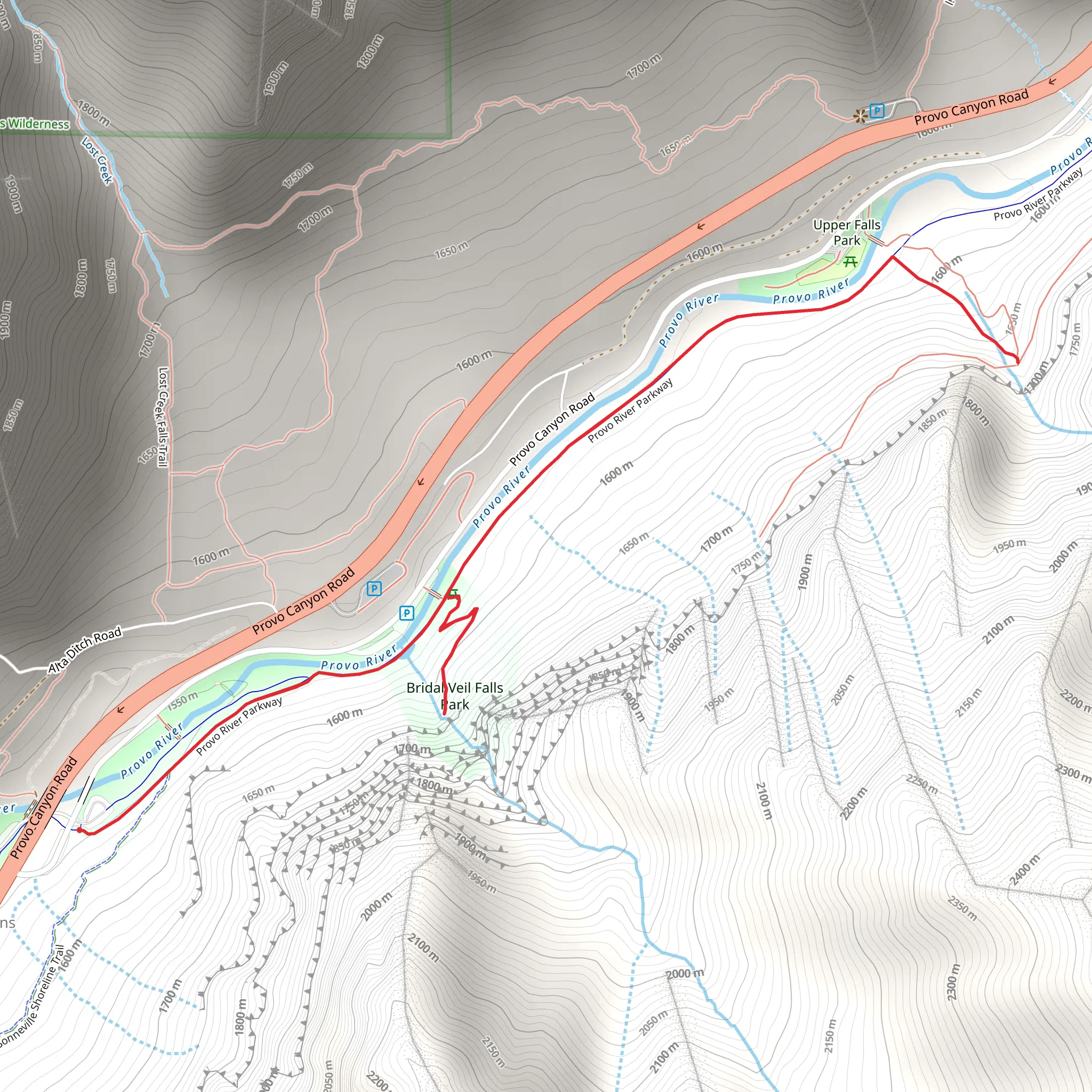 Bridal Veil Falls Park and Provo River Parkway mobile static map