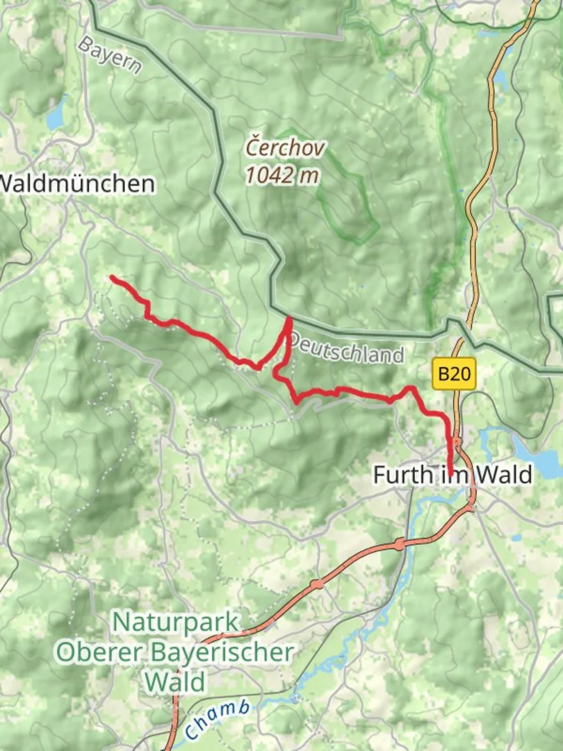 An image depicting the trail Herzogau to Furth im Wald Walk and its surrounding area.