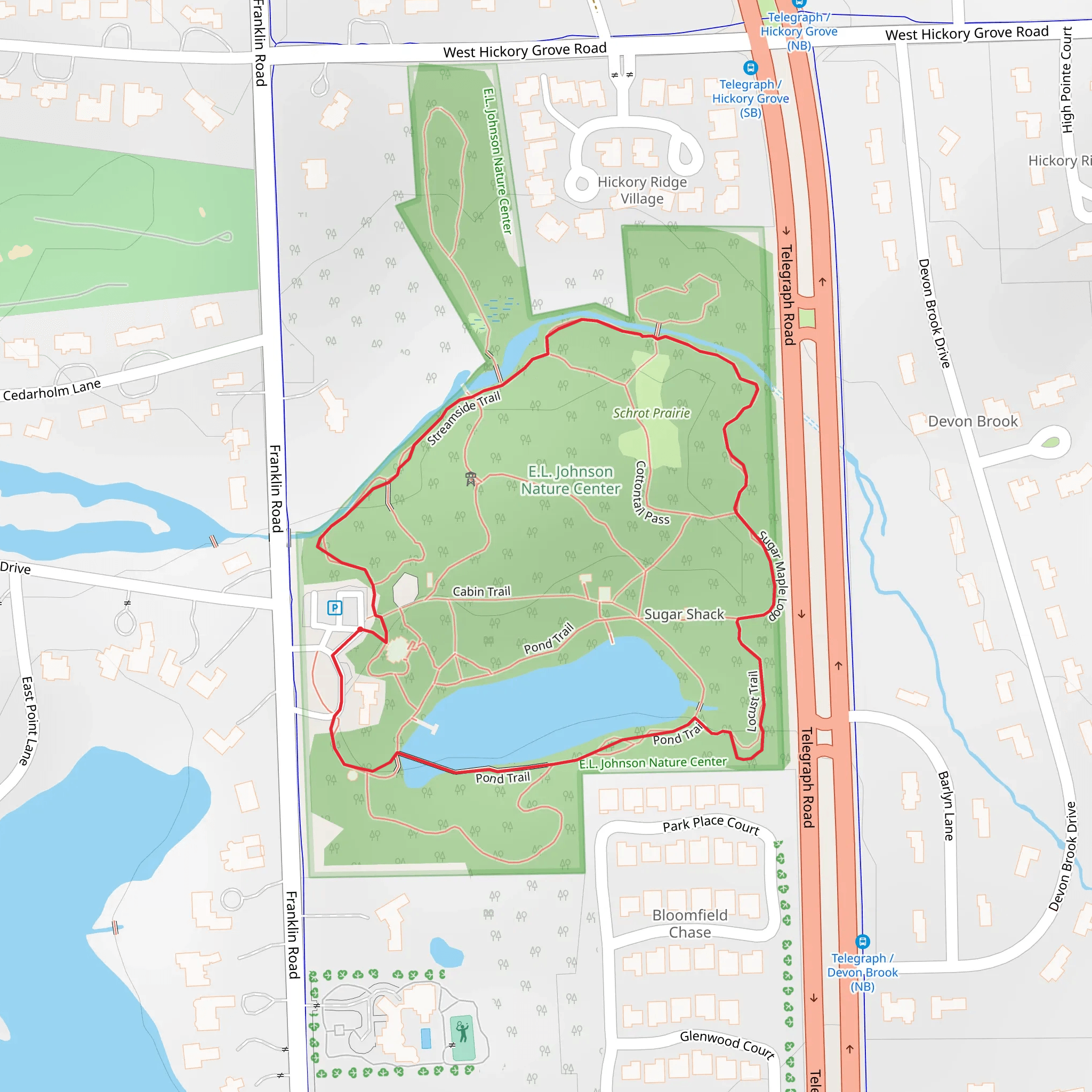 Pond and Streamside Loop Trail mobile static map