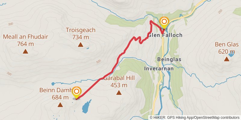 Meall an Fhudair Loop via Beinn Damhain stage 2 Map