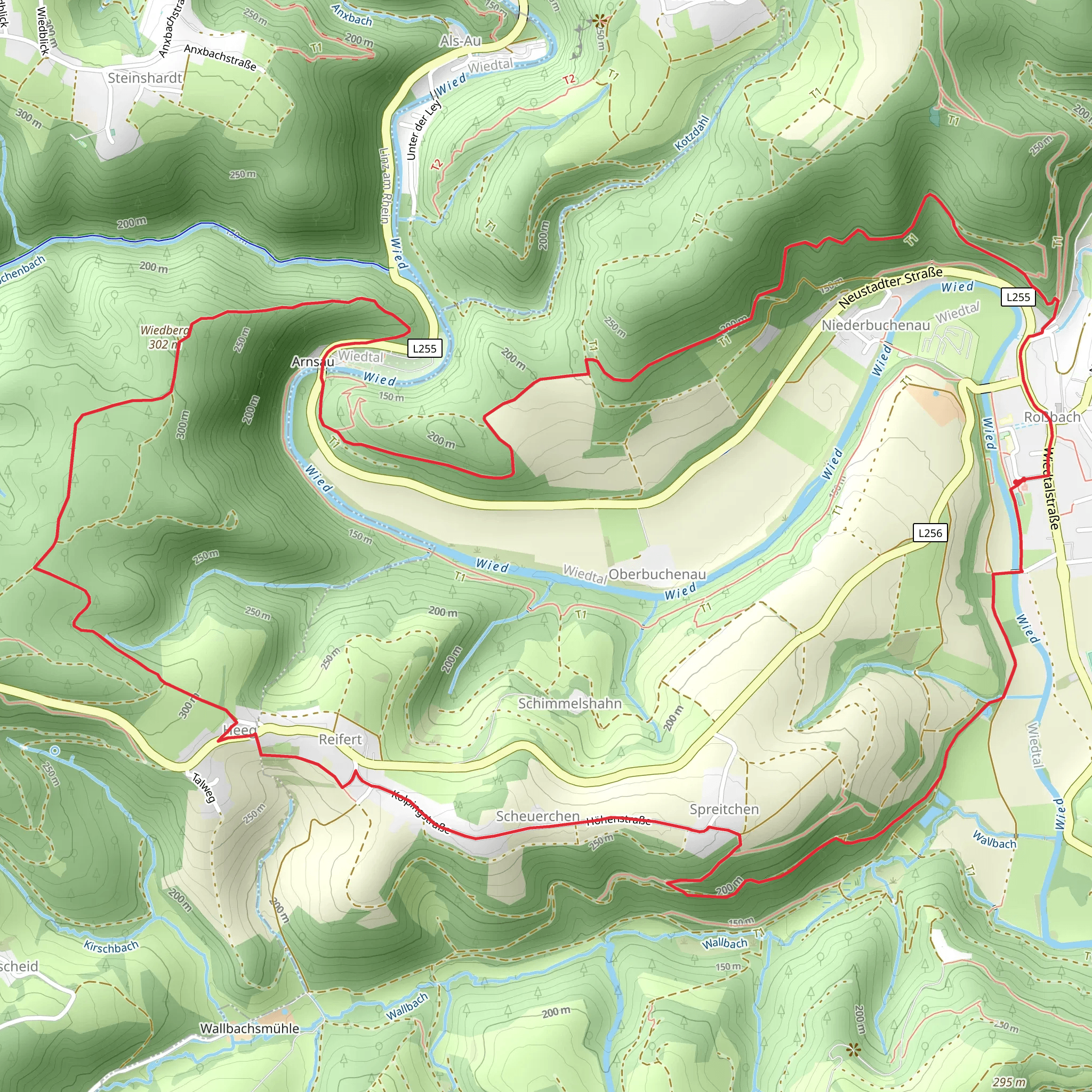 Rundwanderweg Roßbach 1 Loop mobile static map