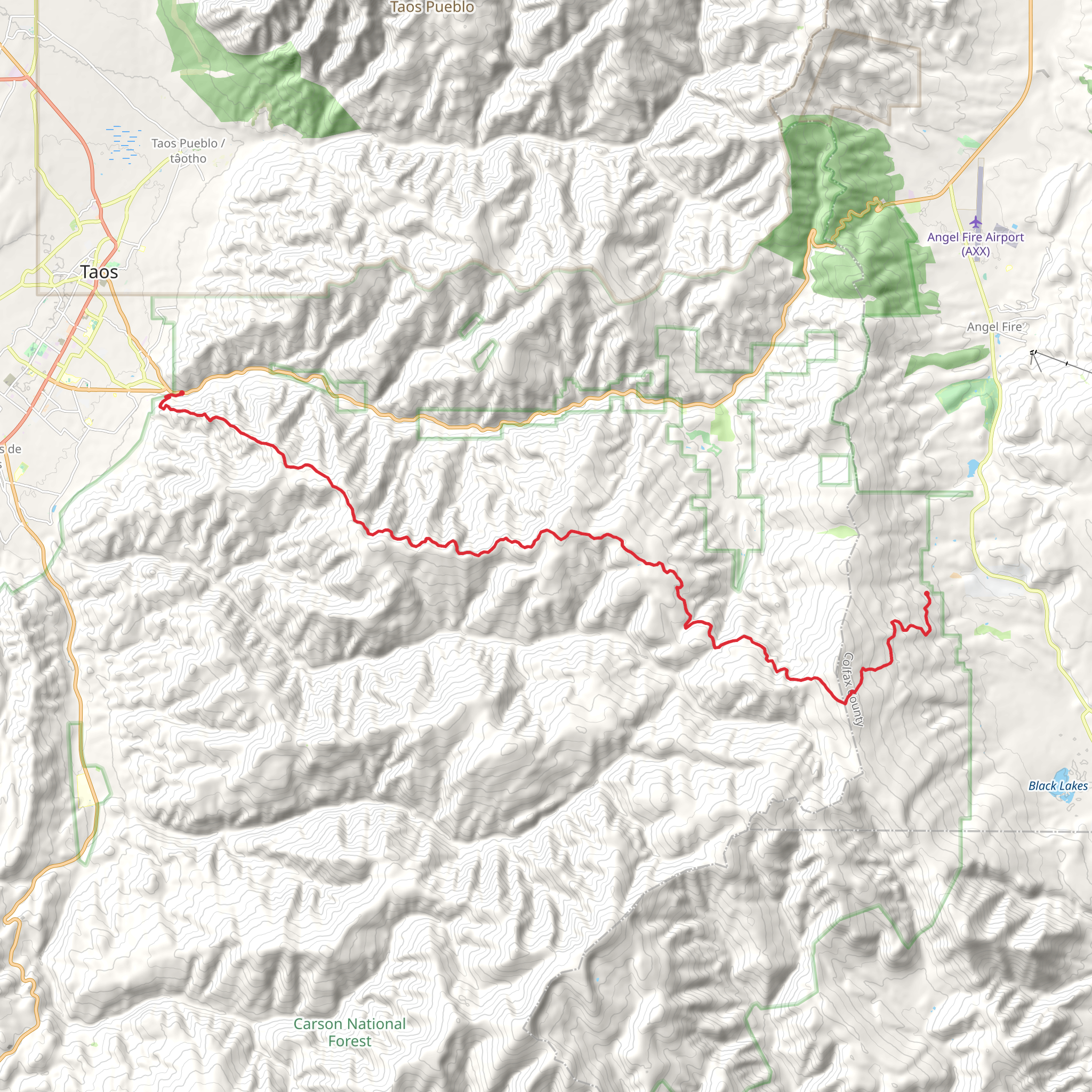 South Boundary Trail to Taos mobile static map