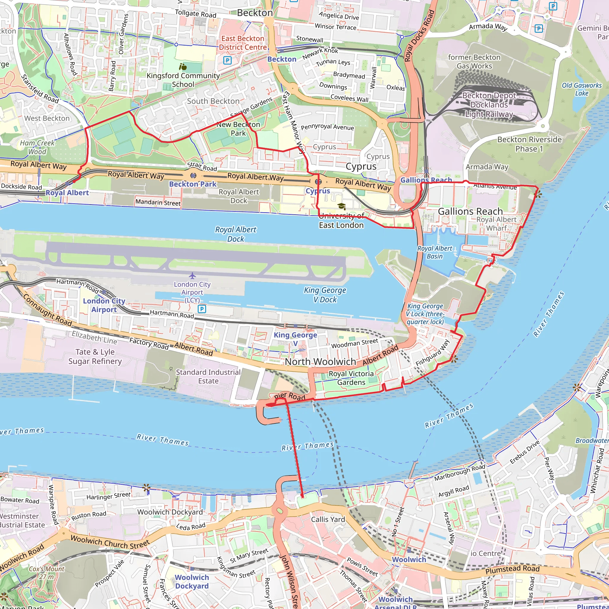 New Beckton Park and Gallions Point mobile static map