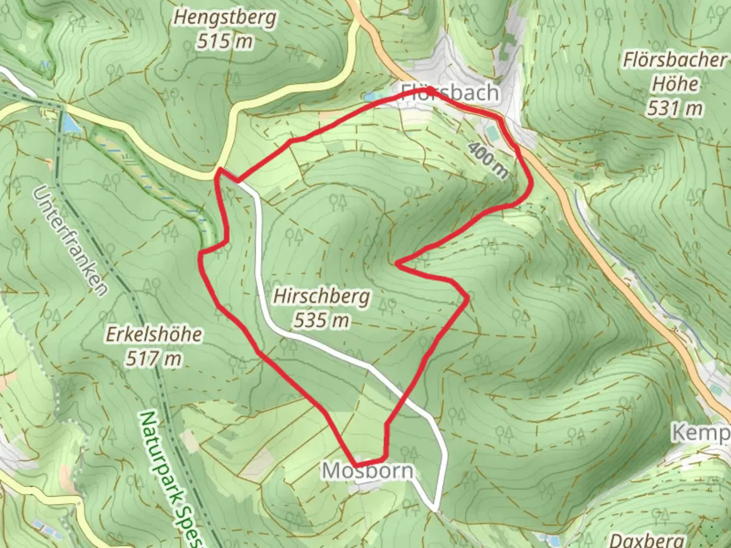 An image depicting the trail Ortswanderweg Floersbachtal and its surrounding area.
