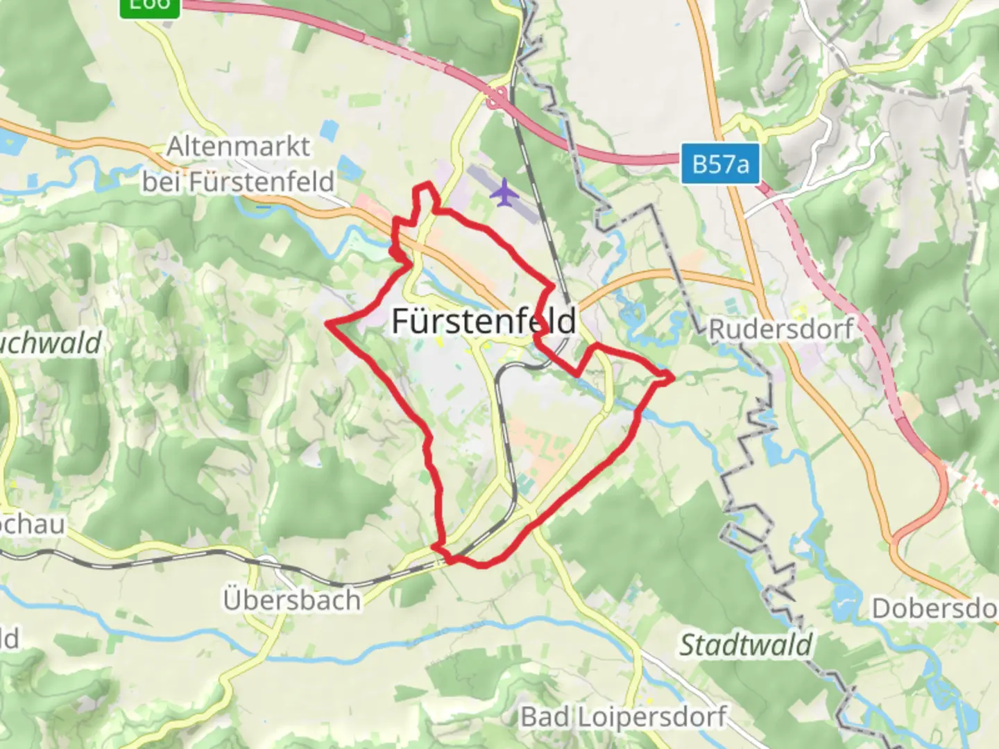 An image depicting the trail Fürstenfeld Panorama Loop Trail and its surrounding area.