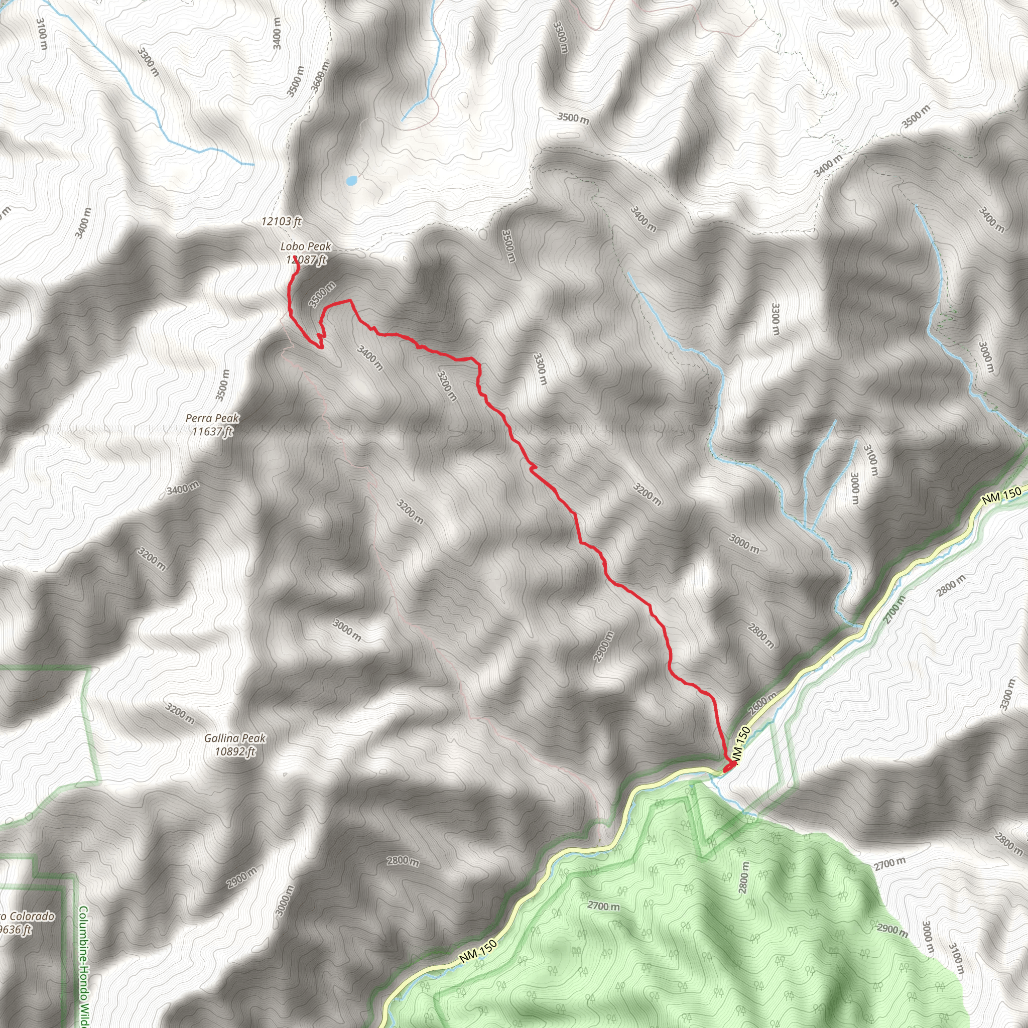 Lobo Peak via Manzanita Canyon Trail mobile static map