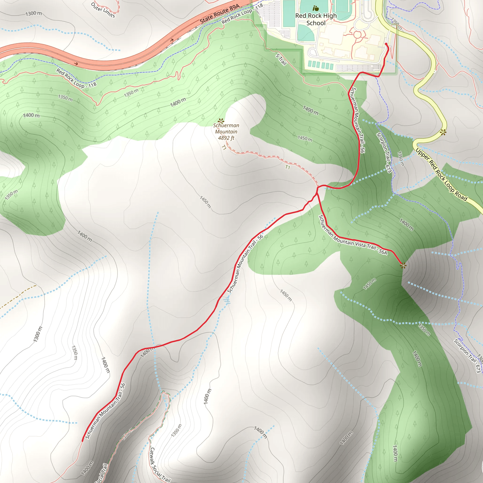 Schuerman Mountain and Schuerman Mountain Vista Trail mobile static map