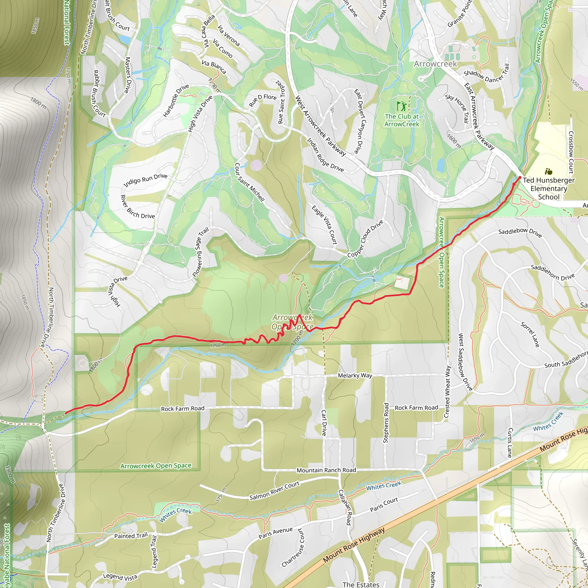 Lower Thomas Creek Trail mobile static map