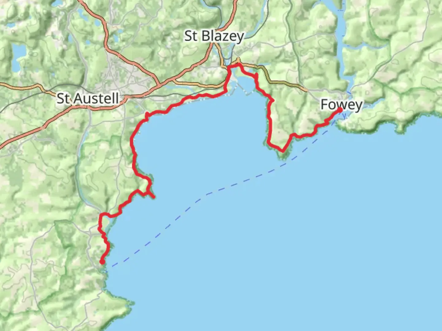 An image depicting the trail Mevagissey to Fowey Walk and its surrounding area.