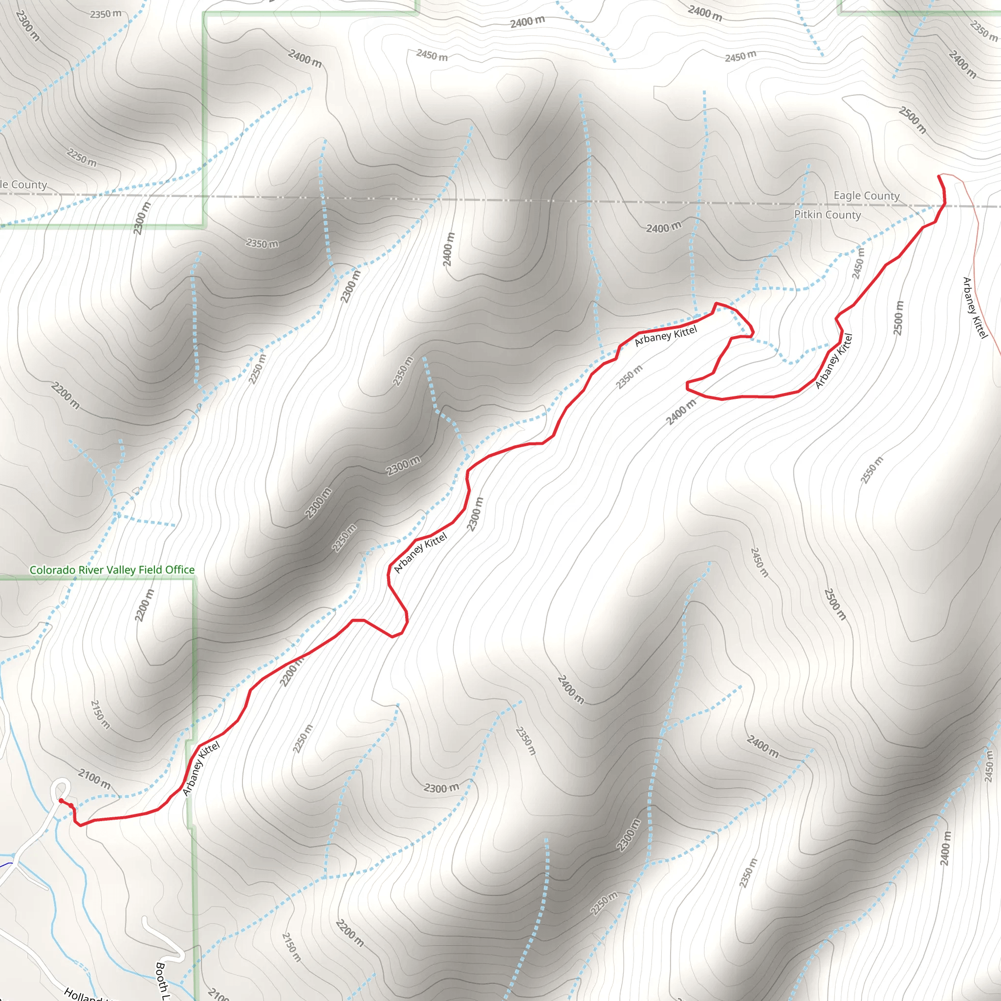 Arbaney Kittel Out and Back mobile static map