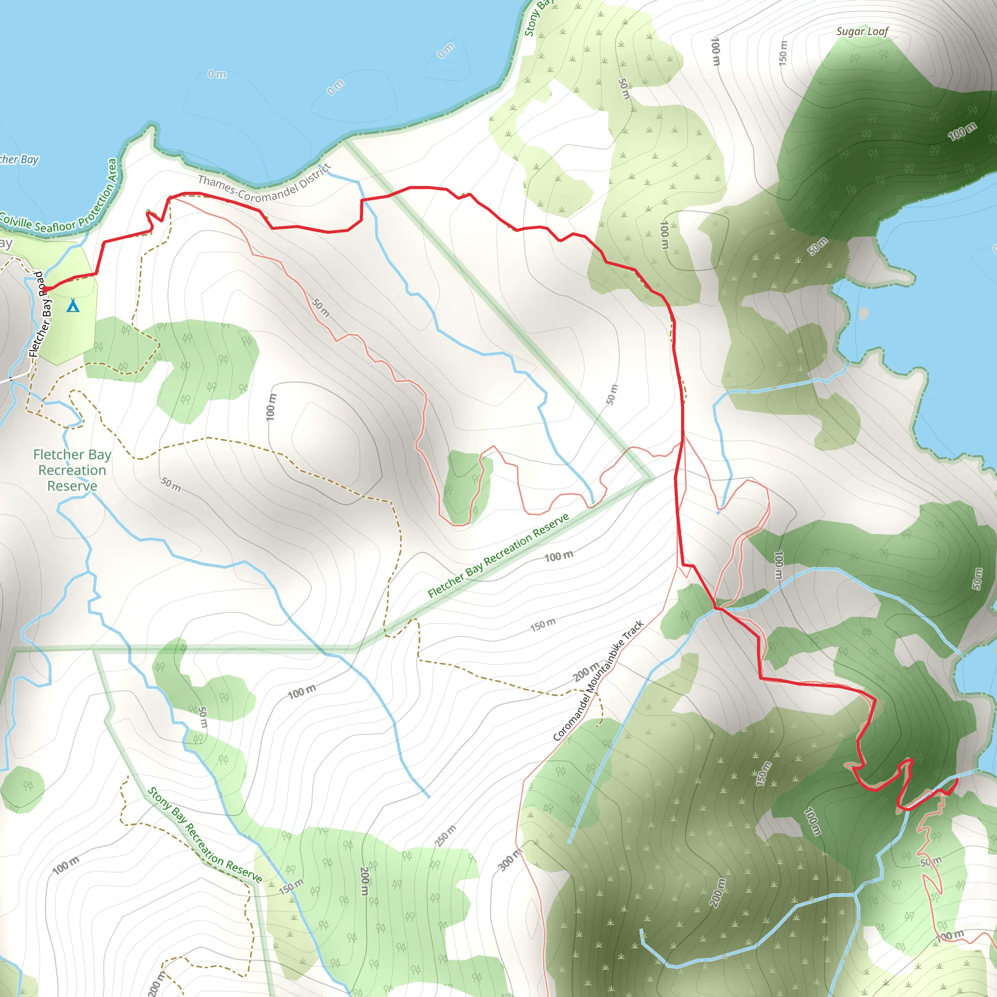 Coromandel Walkway - Fletcher Bay to Poley Bay mobile static map