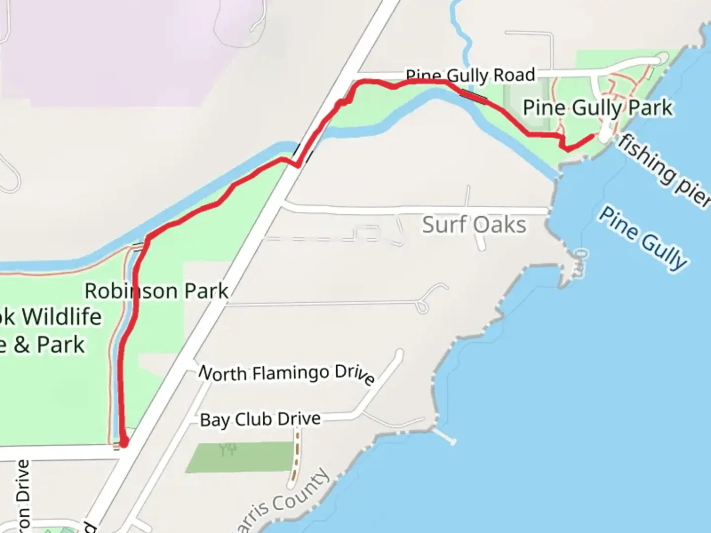 An image depicting the trail Robinson Park and Pine Gully Park and its surrounding area.