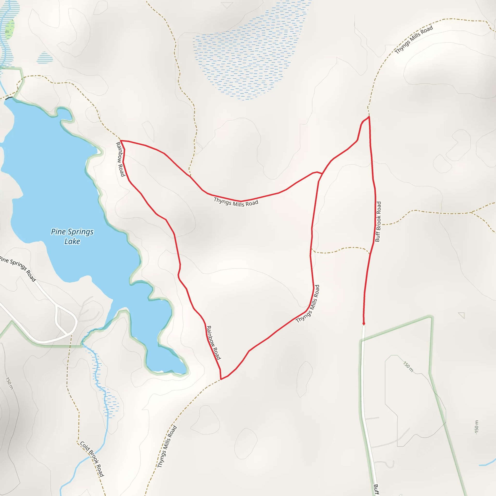 Pine Springs Lake Loop via Buff Brook Road Loop mobile static map