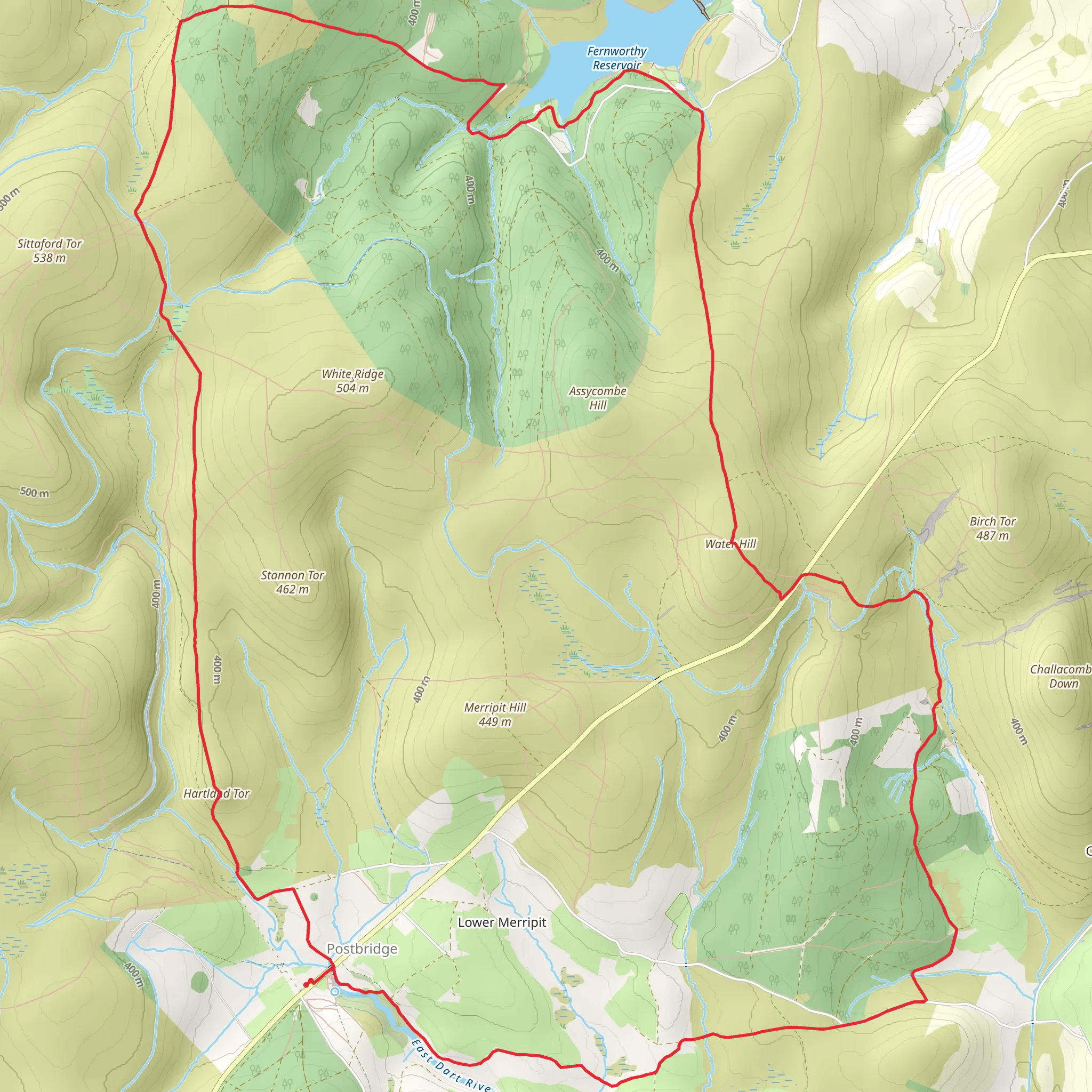 Fernworthy Reservoir Loop - Postbridge mobile static map