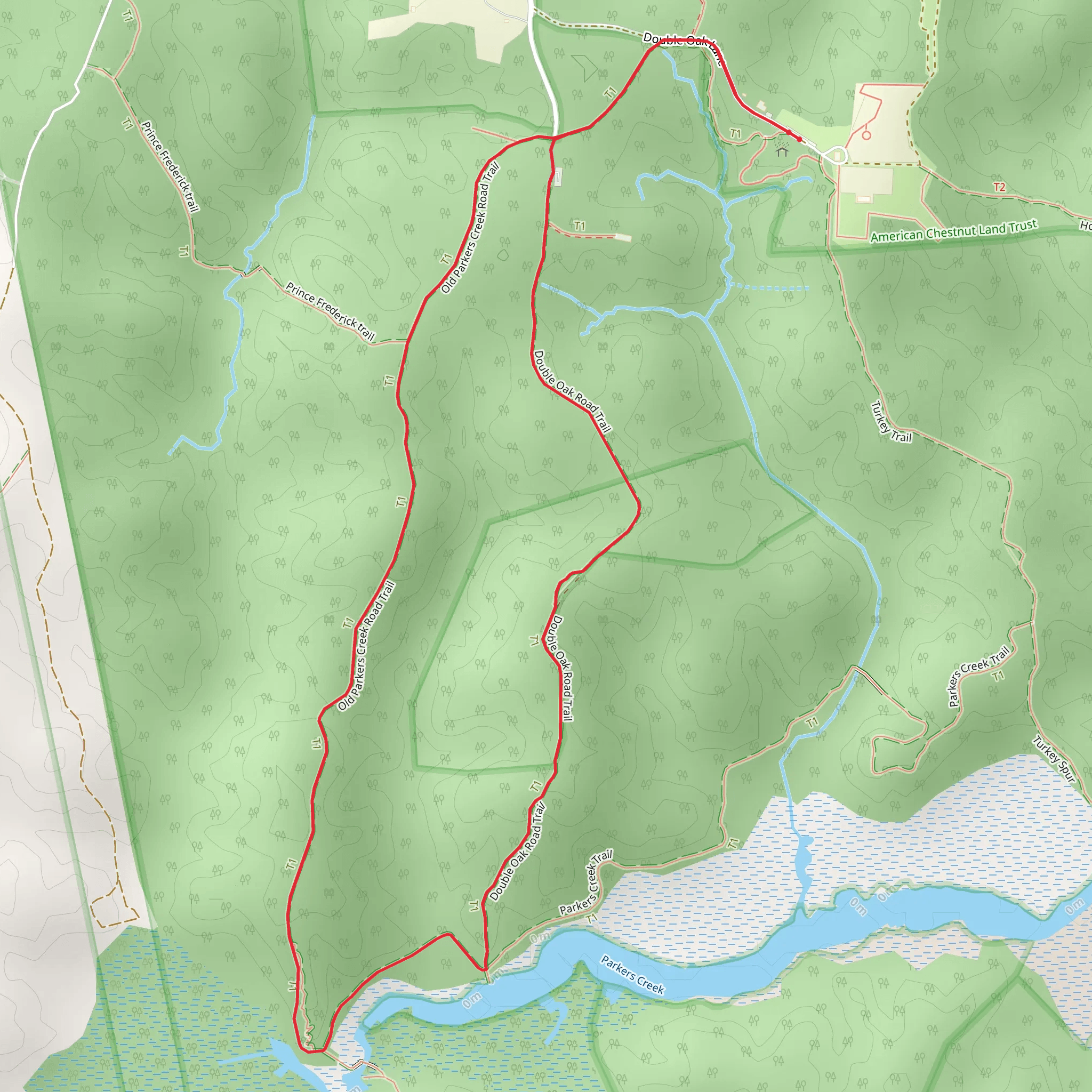 Parker Creek and Double OPak Road Loop Trail mobile static map
