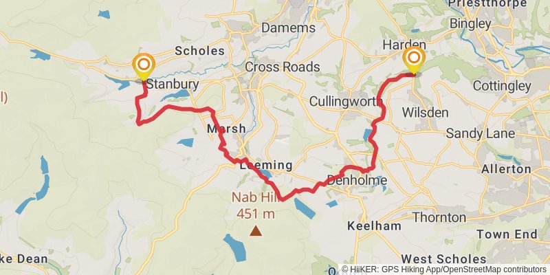 Millennium Way from Baildon in Bradford stage 4 Map