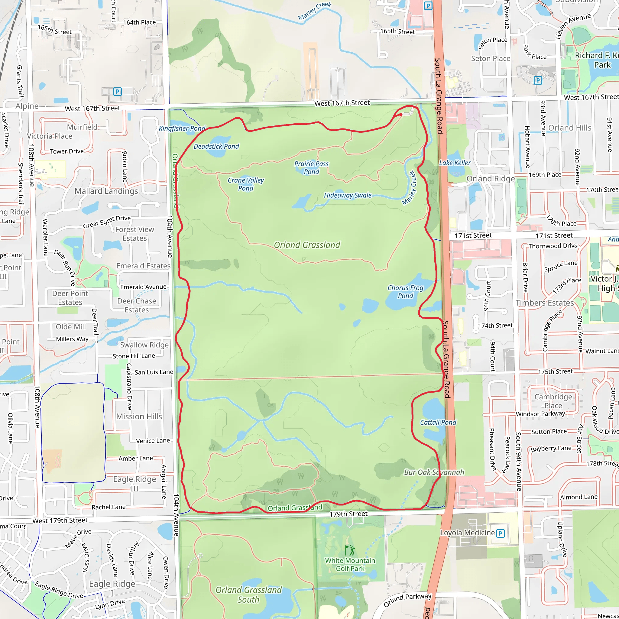 Orland Grassland Red Paved Loop mobile static map