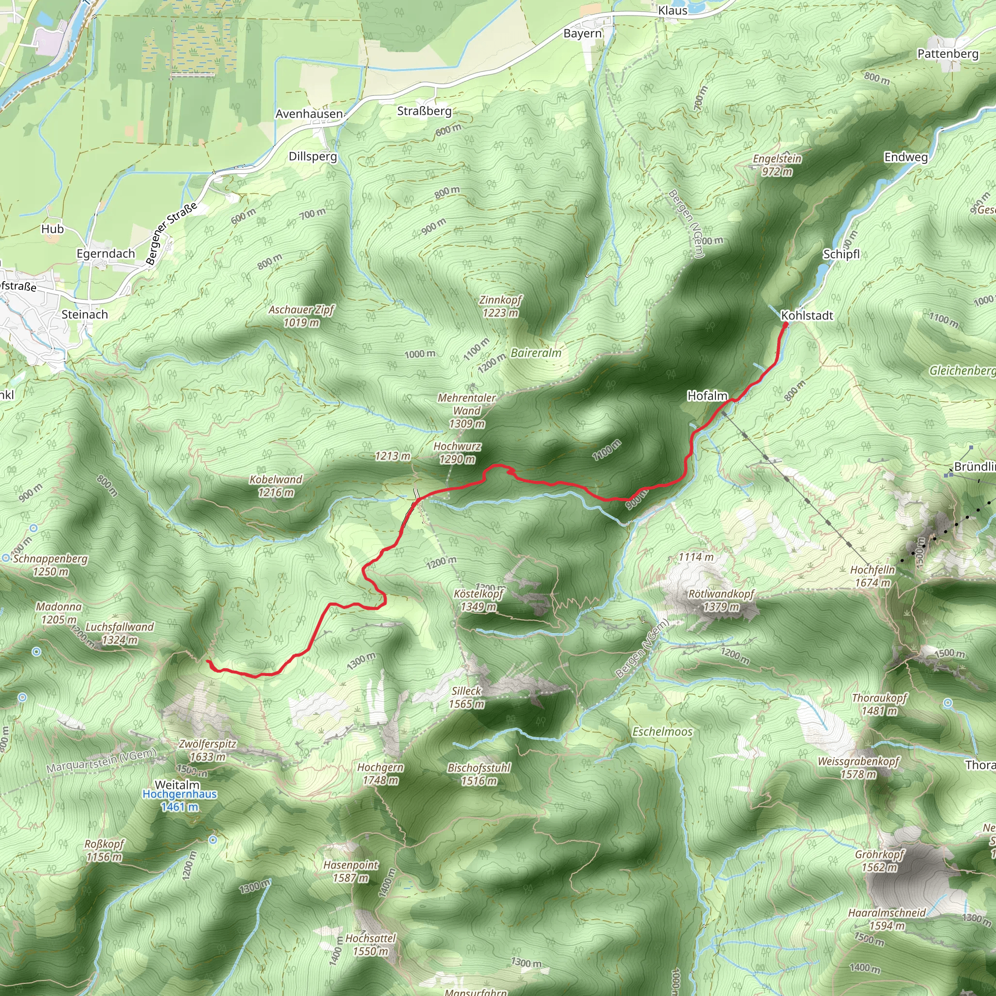 Staudacheralm - Schmiedkaser Walk via Wanderweg 56 - Hochfelln mobile static map