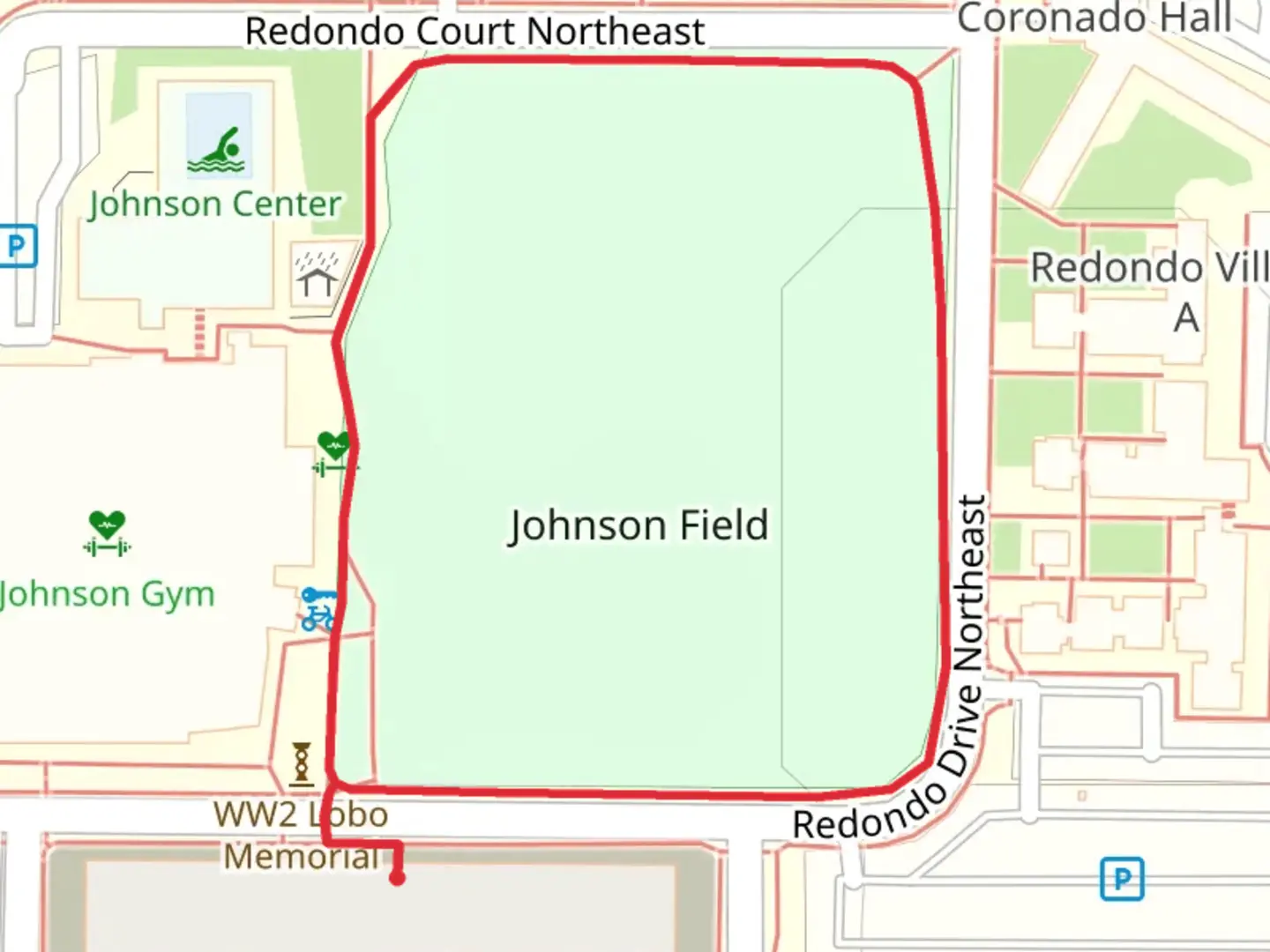 An image depicting the trail Johnson Field Loop and its surrounding area.